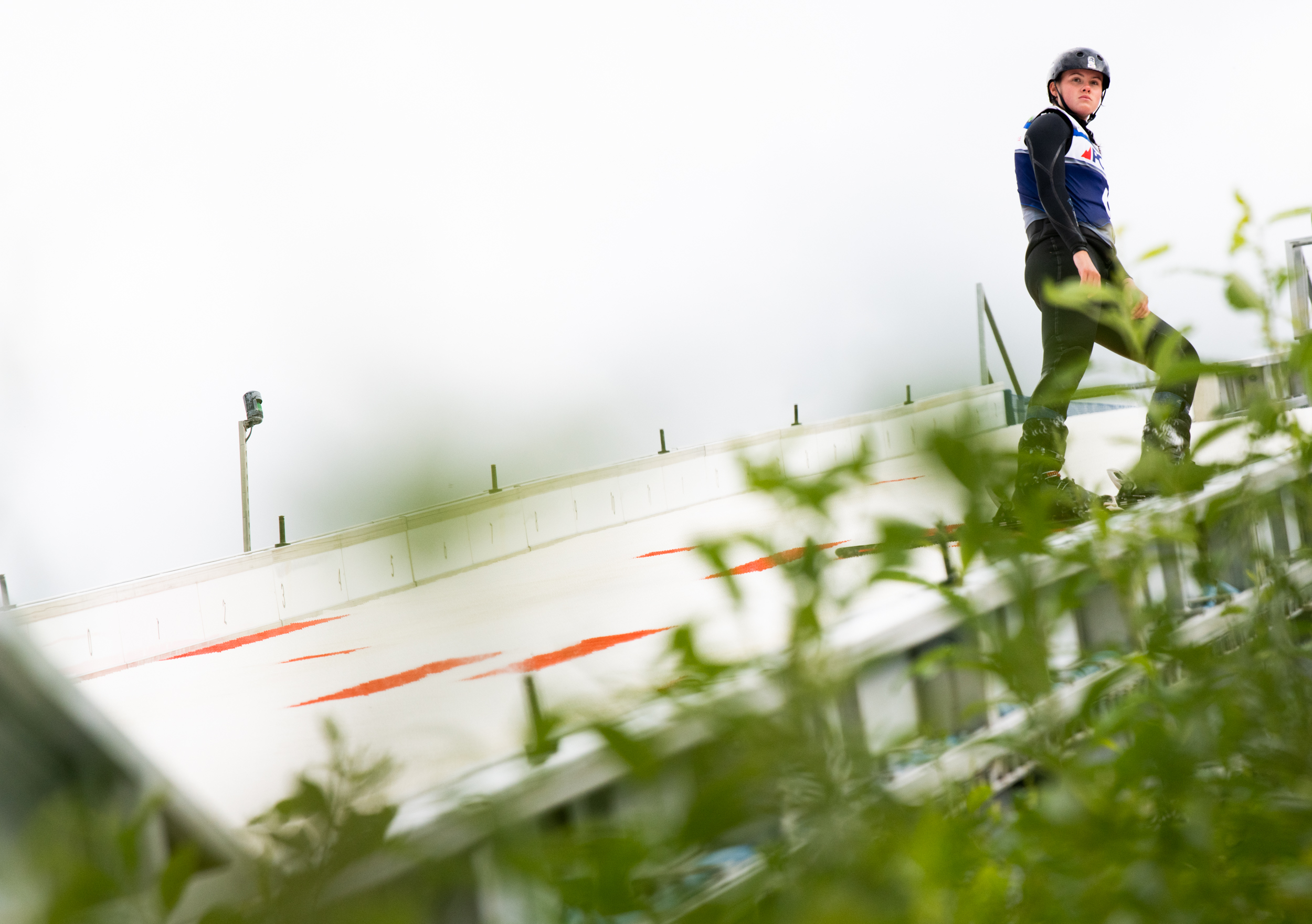 inverted skier