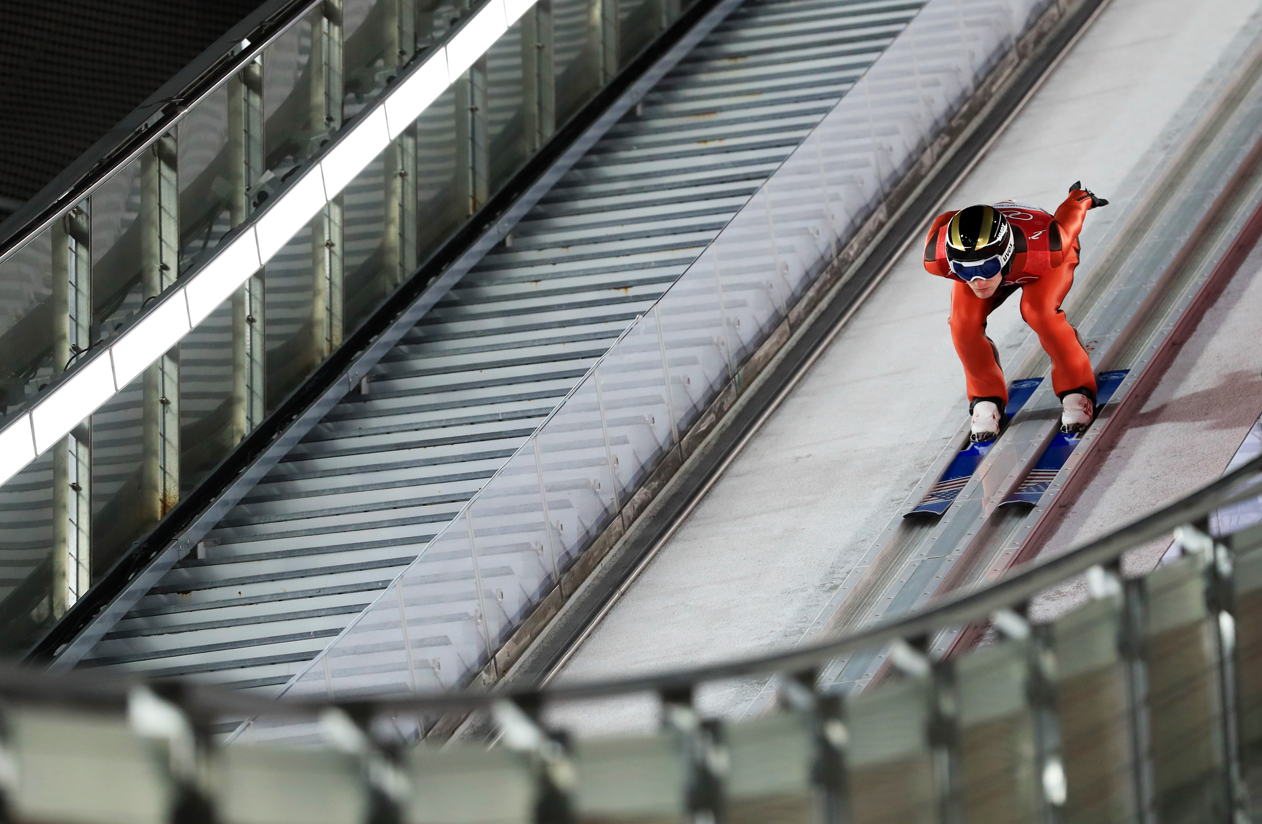 soared into Saturday’s large hill medal round in Friday night’s qualifying.