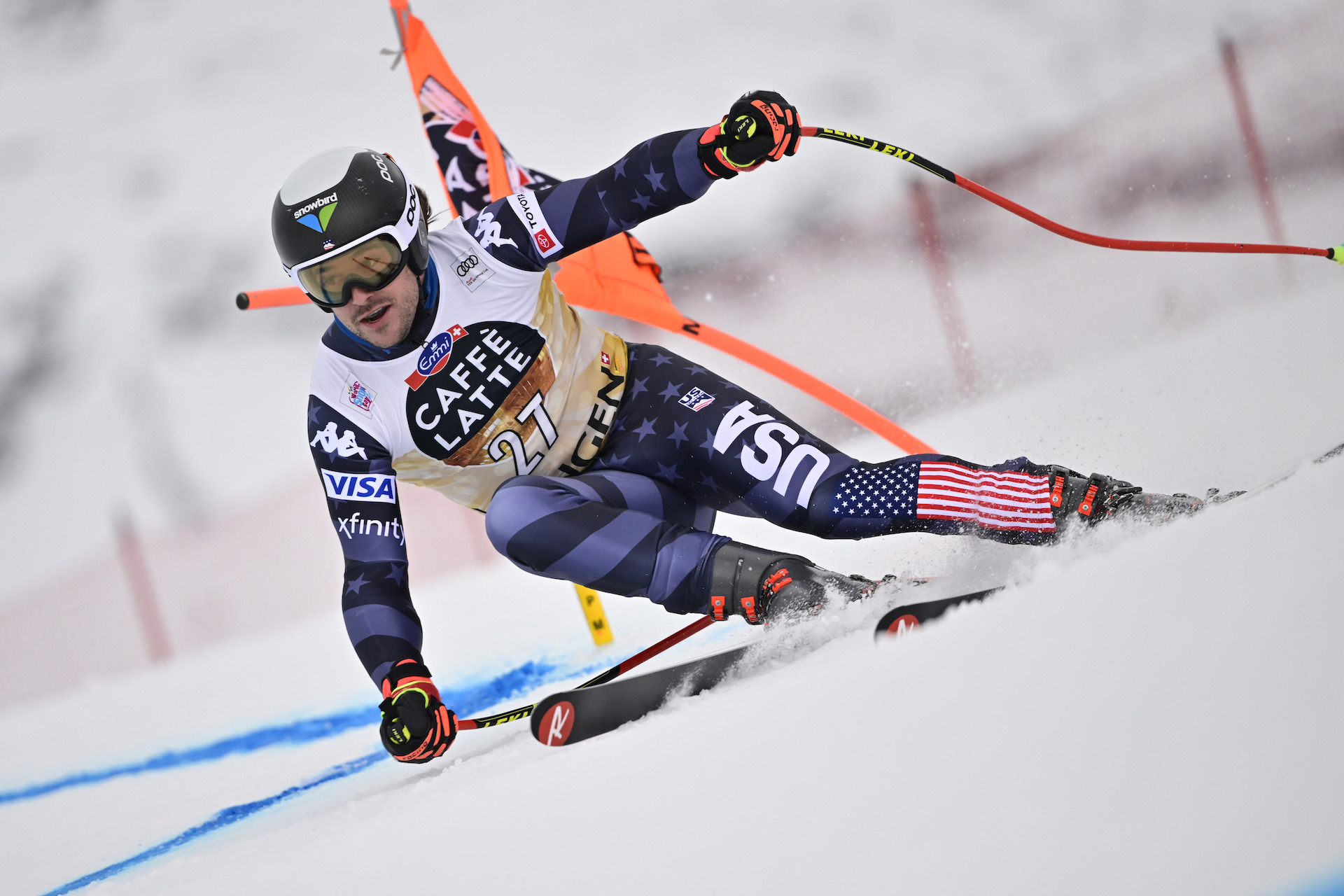 Jared Goldberg Races in Wengen, Switzerland