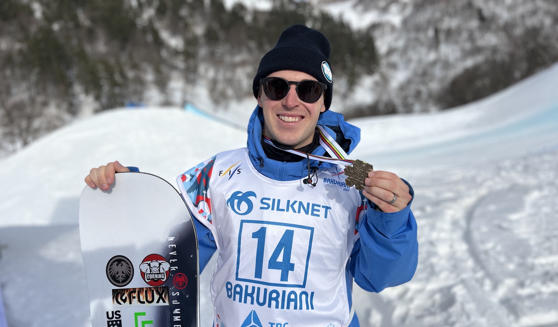 Chris Corning poses with his bronze medal from 2023 World Championships