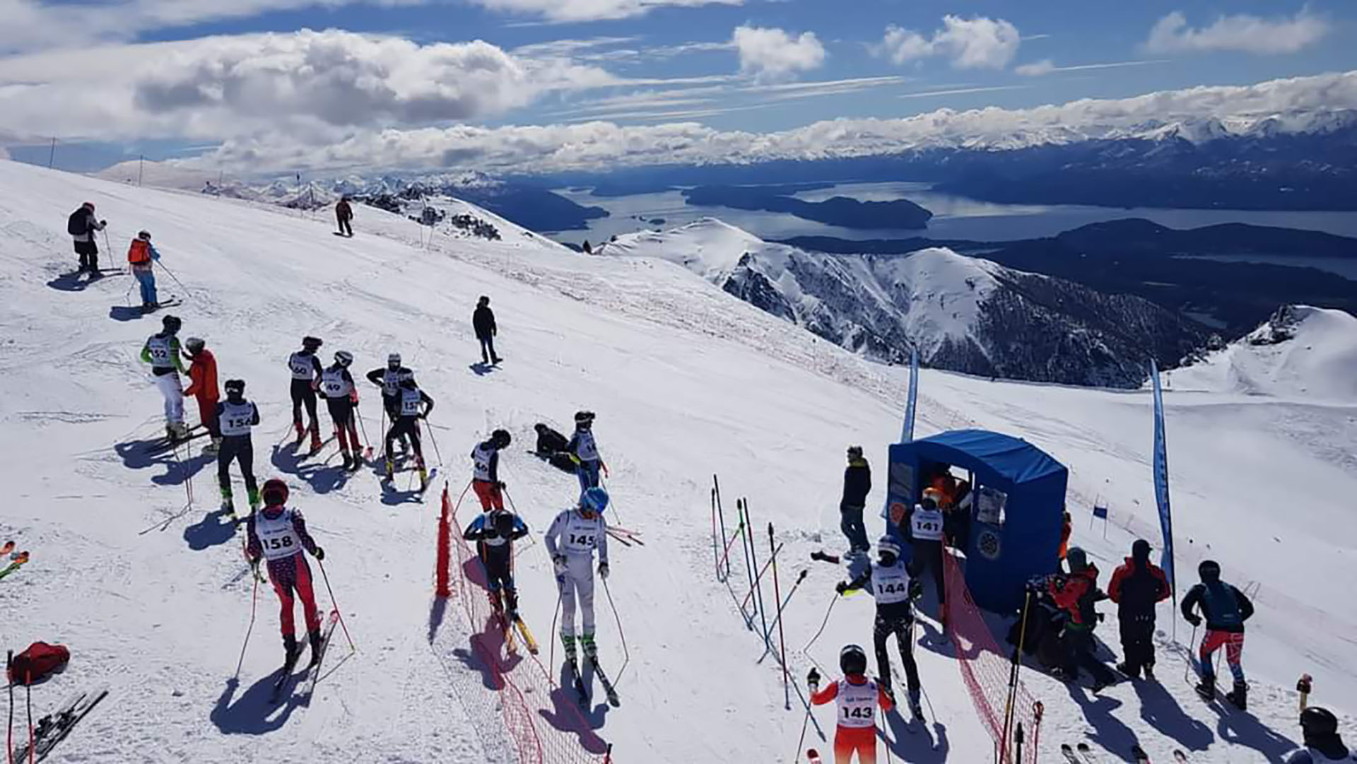 Masters waiting at the start of the 2023 FIS Racers waiting at the Start of Masters Cup event September 17-19, 2023 at Catedral in Bariloche, Argentina