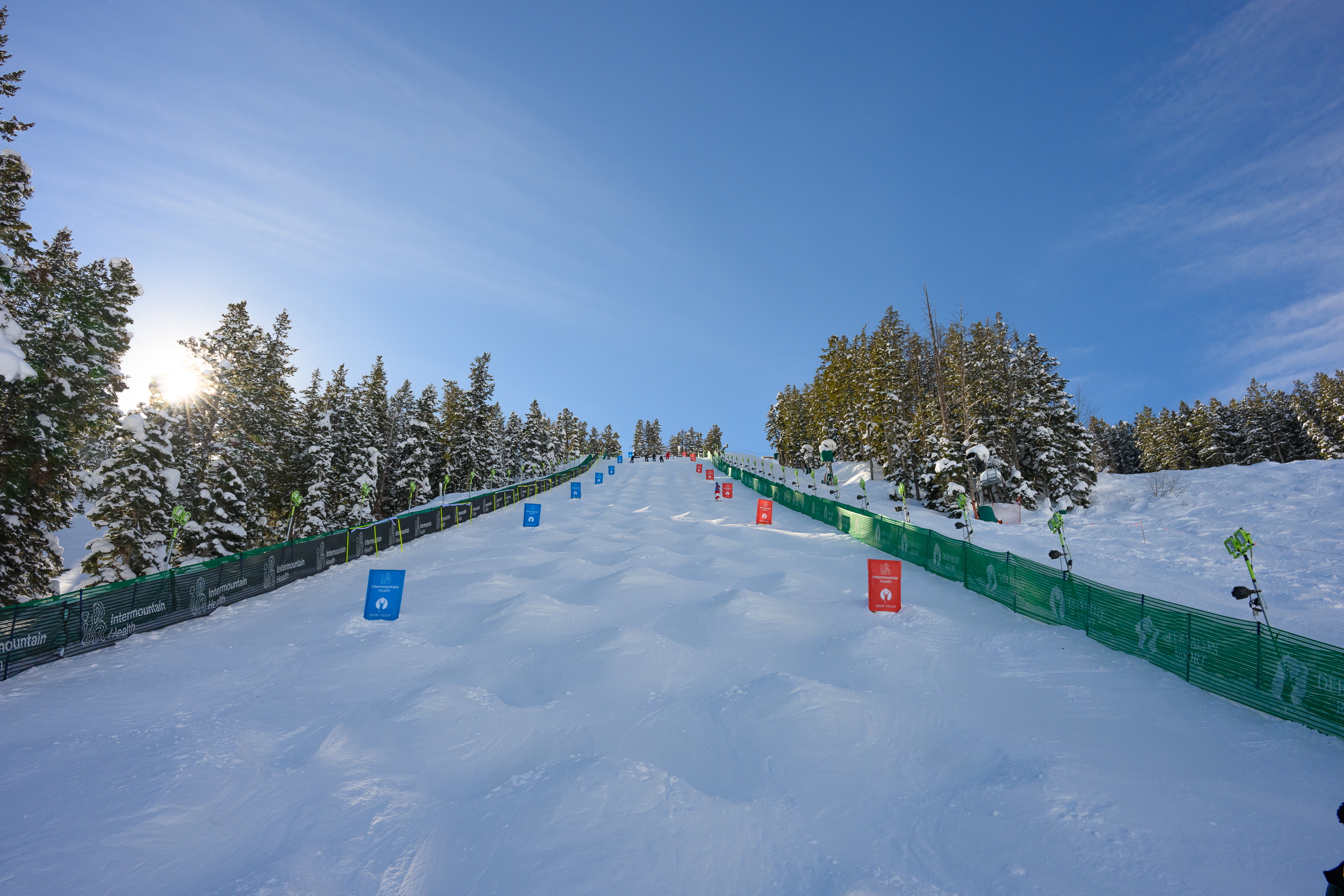 Photo of a moguls course in the sun