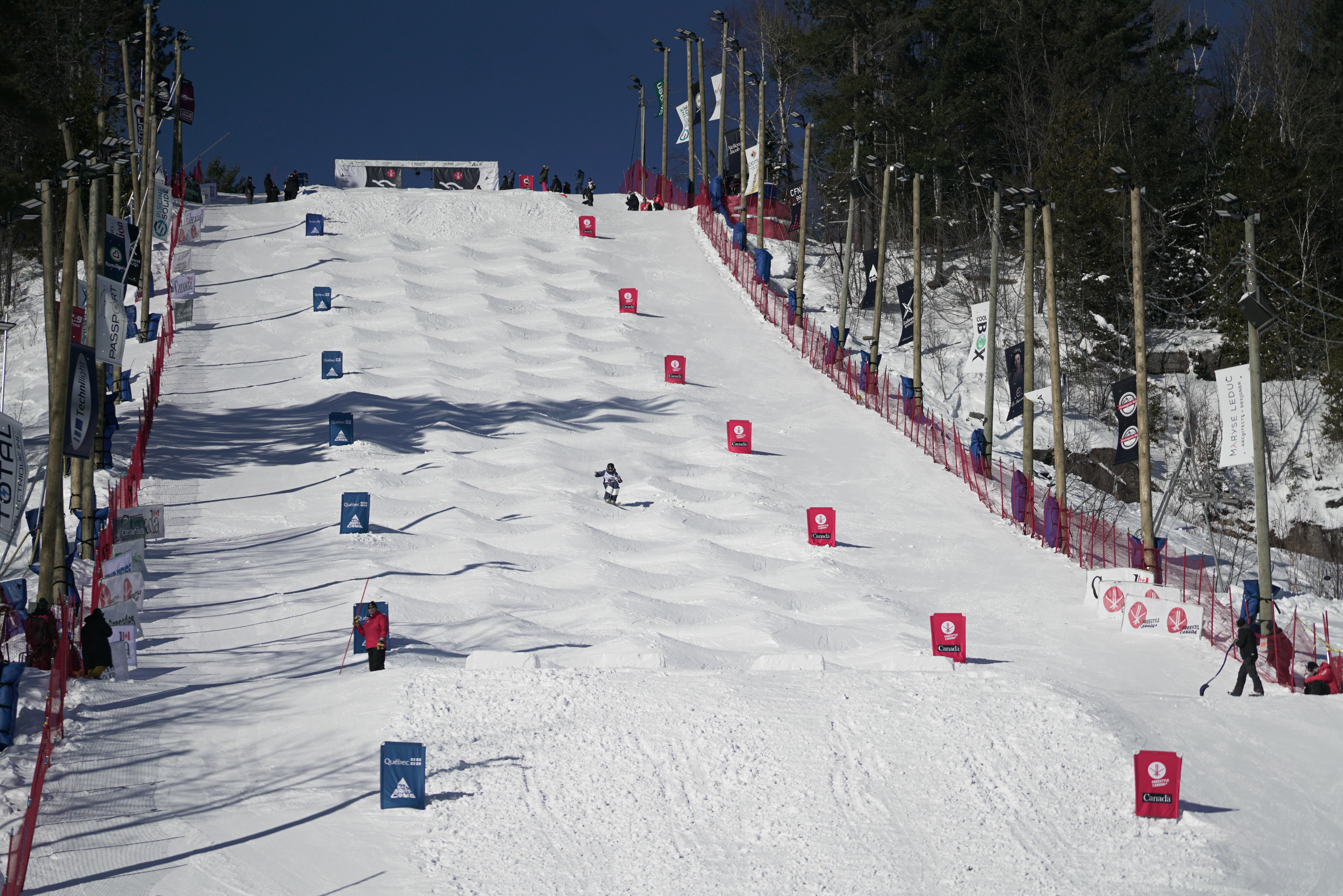 A moguls course in the sun