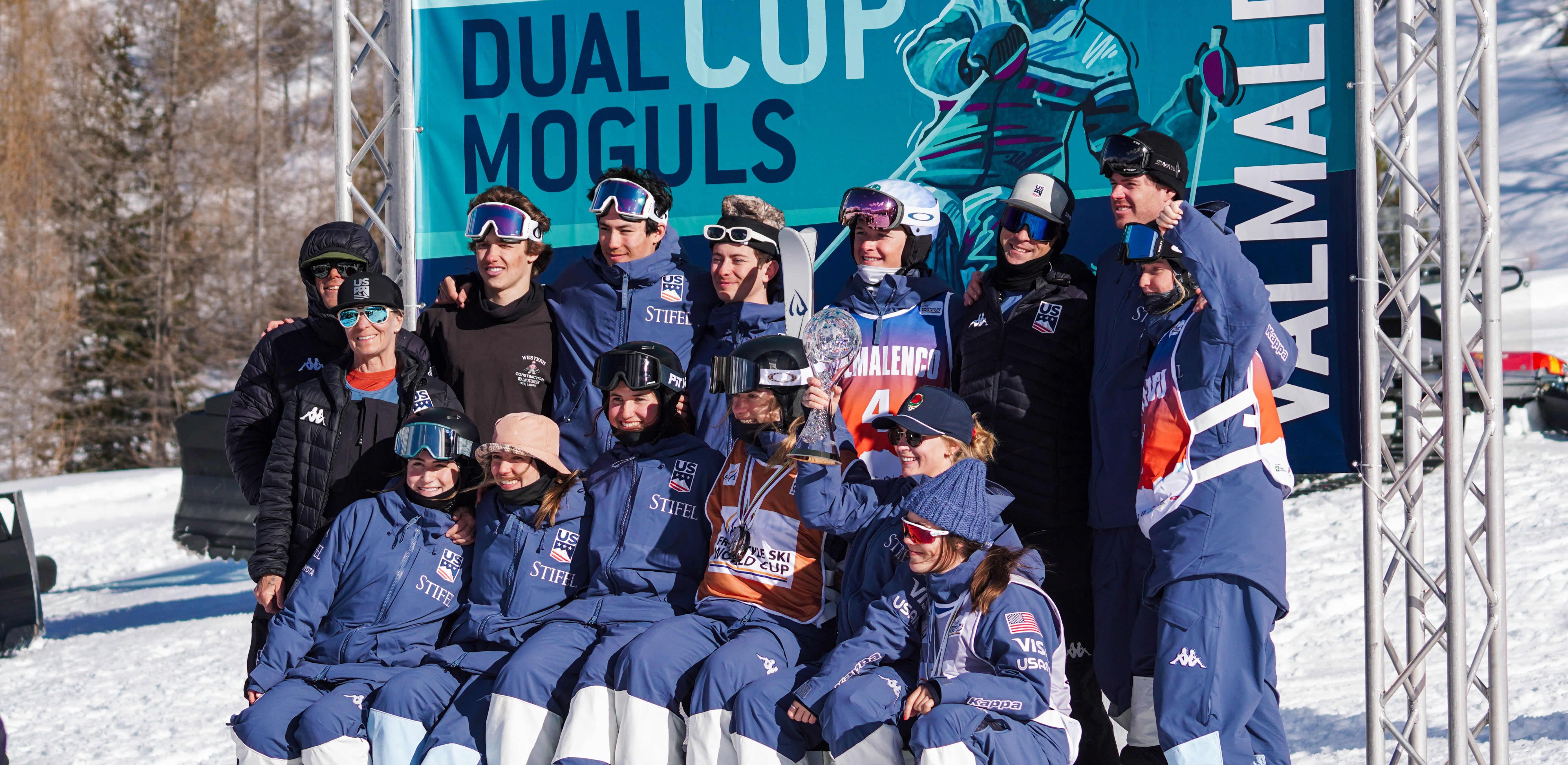 moguls team on the podium