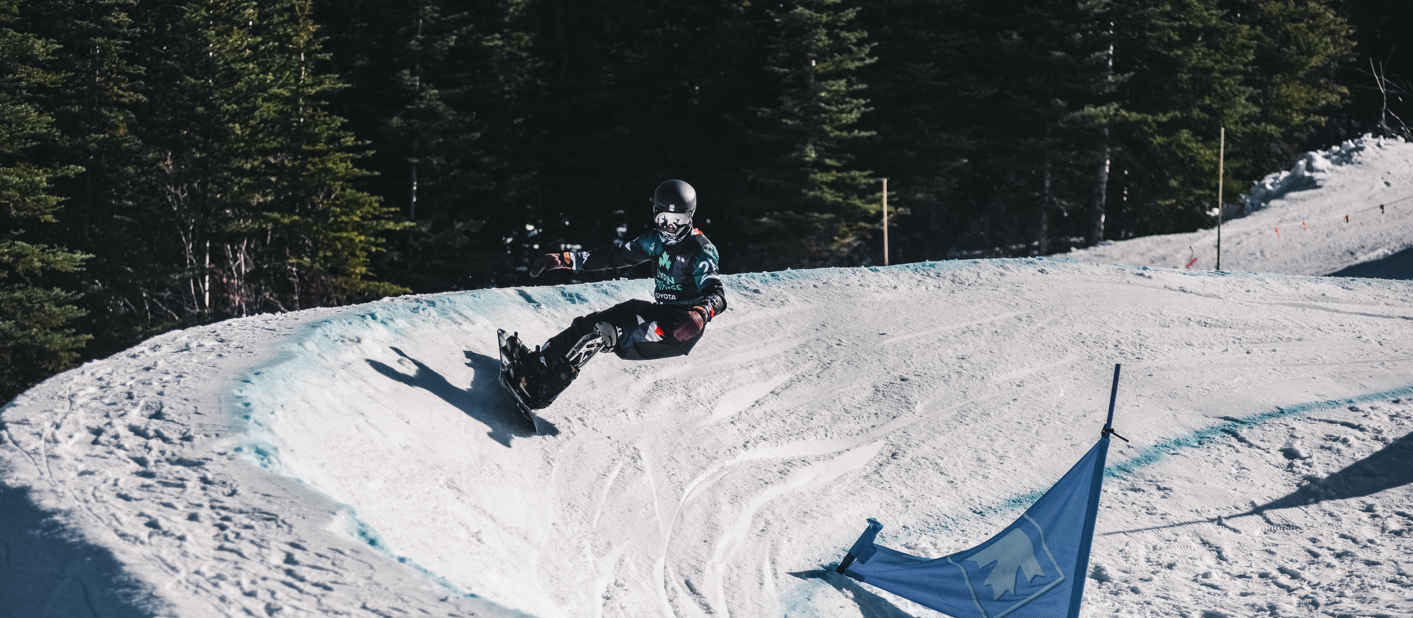 Noah Elliott on the banked slalom course in Mt. Sima