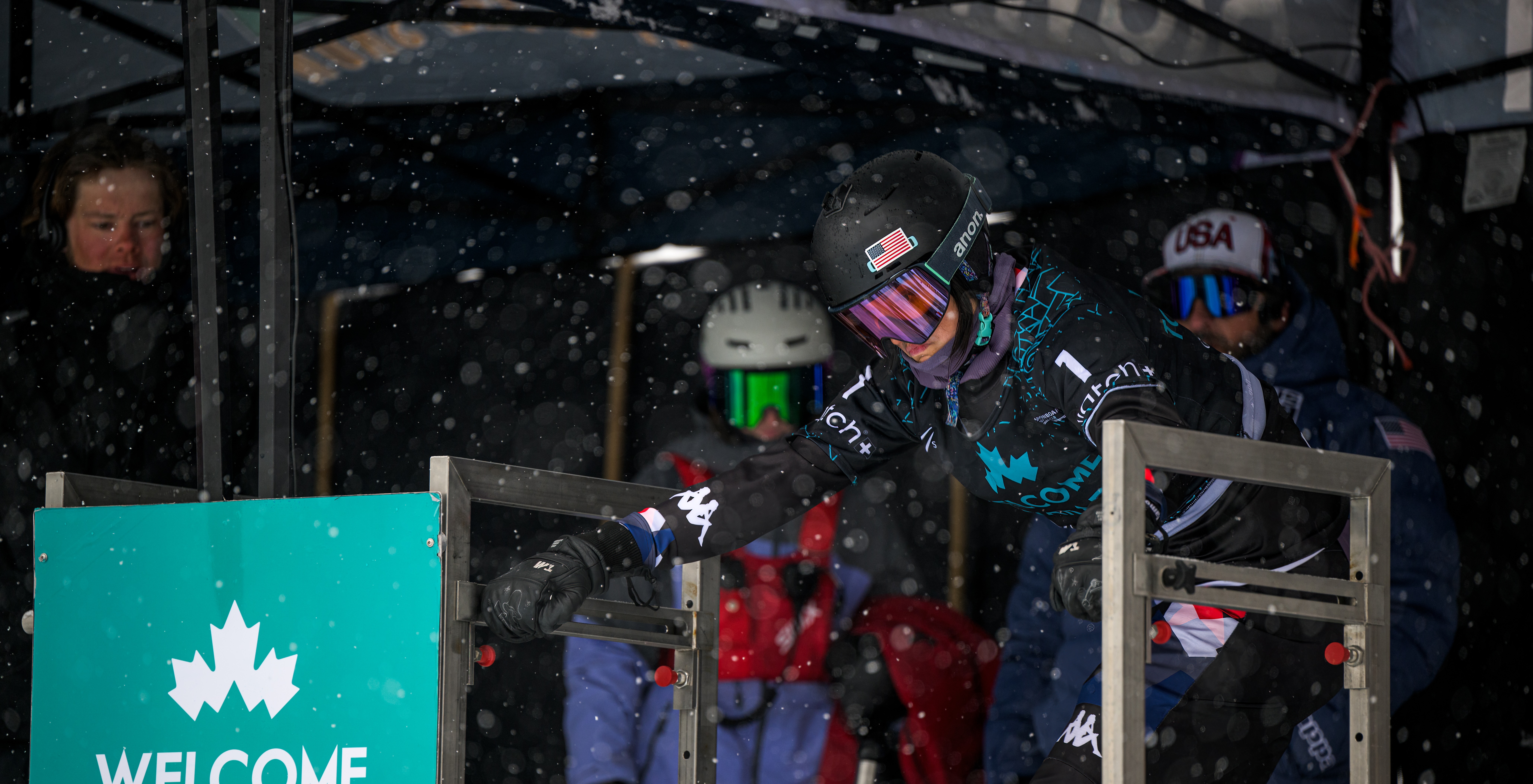 Brenna Huckaby in the start gate in Big White, Canada