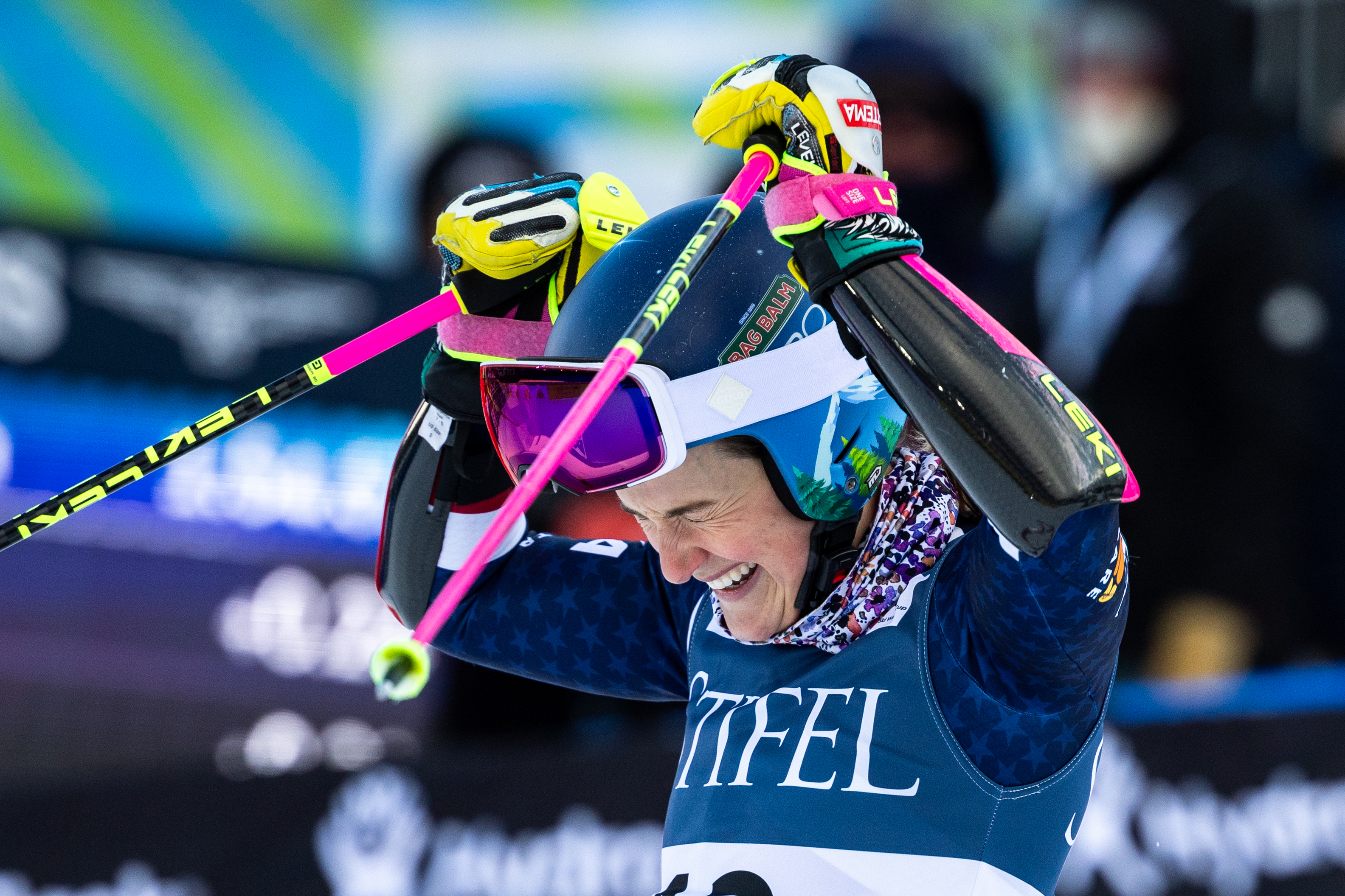 Paula Moltzan celebrates a career best