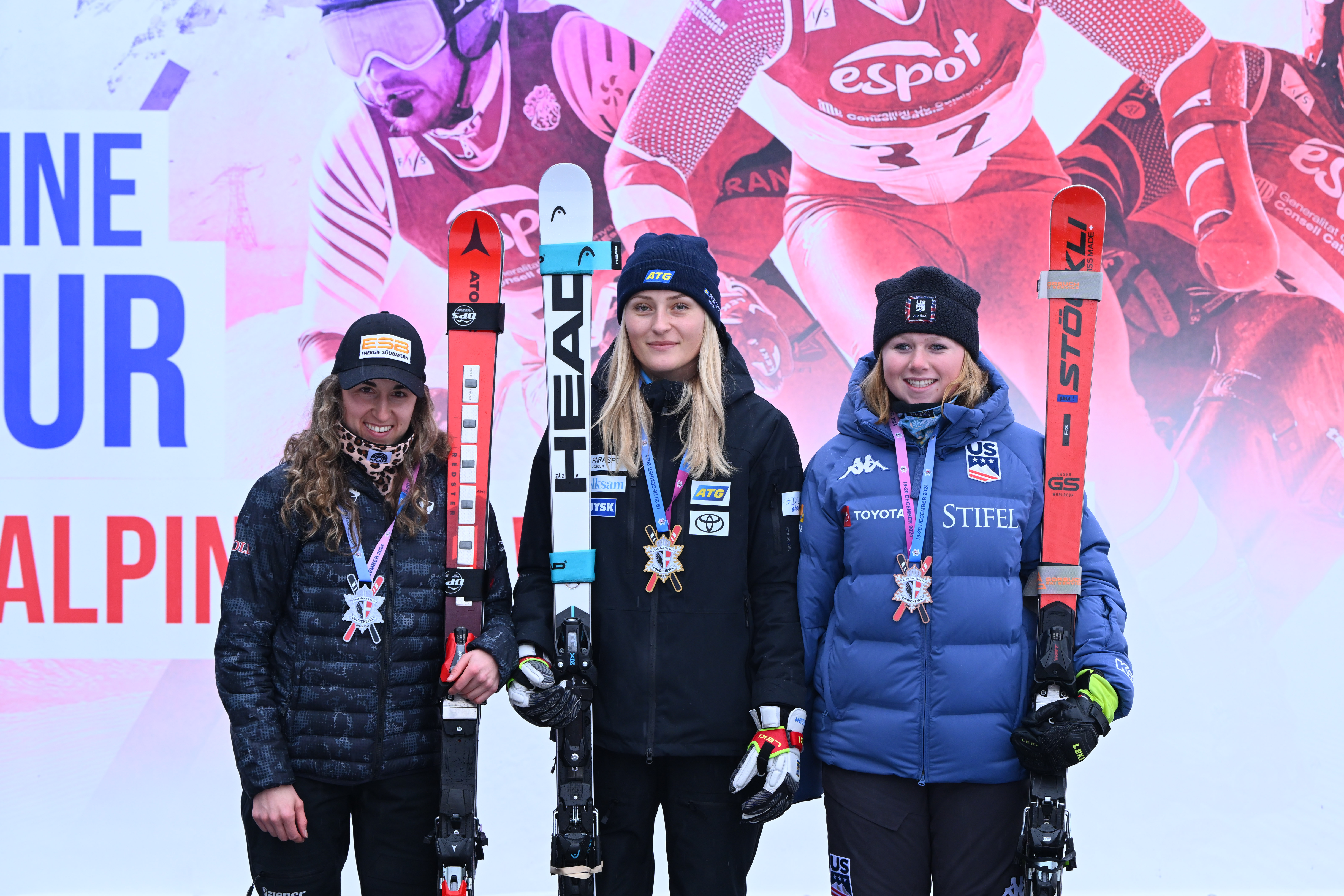 Audrey Crowley on the podium in Courchevel
