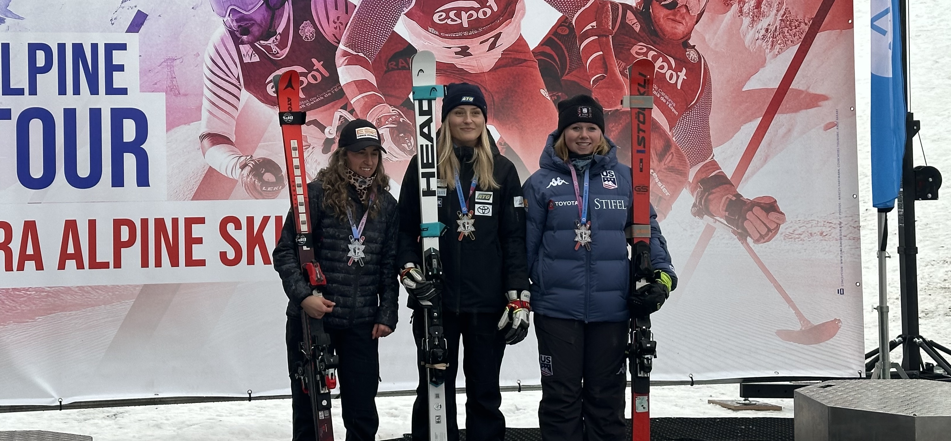 Audrey Crowley on the podium in Courchevel