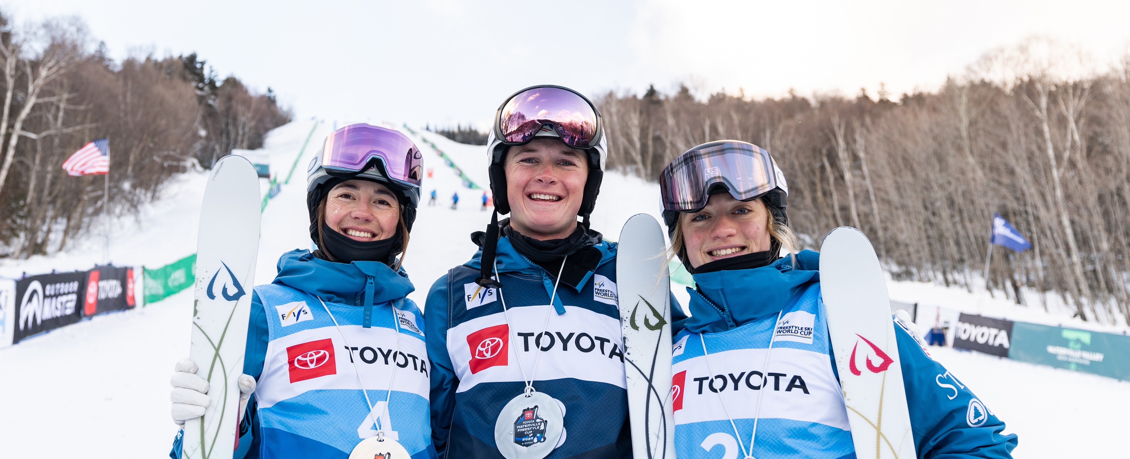 Jaelin Nick and Olivia smile after waterville moguls