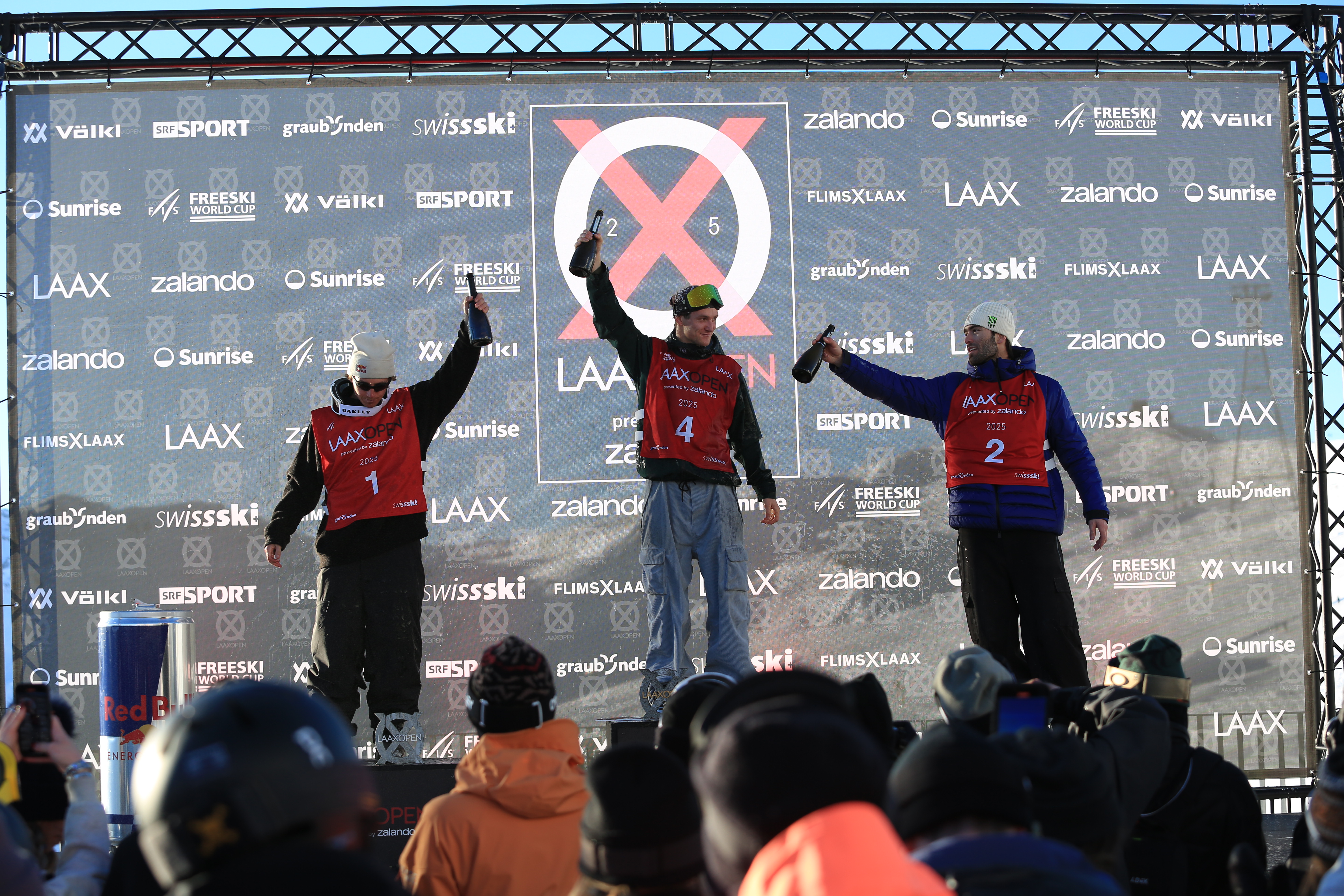 Mac Forehand, Birk Ruud, and Alex Hall celebrating on the podium Forehand, Ruud, Hall celebrating on the podium