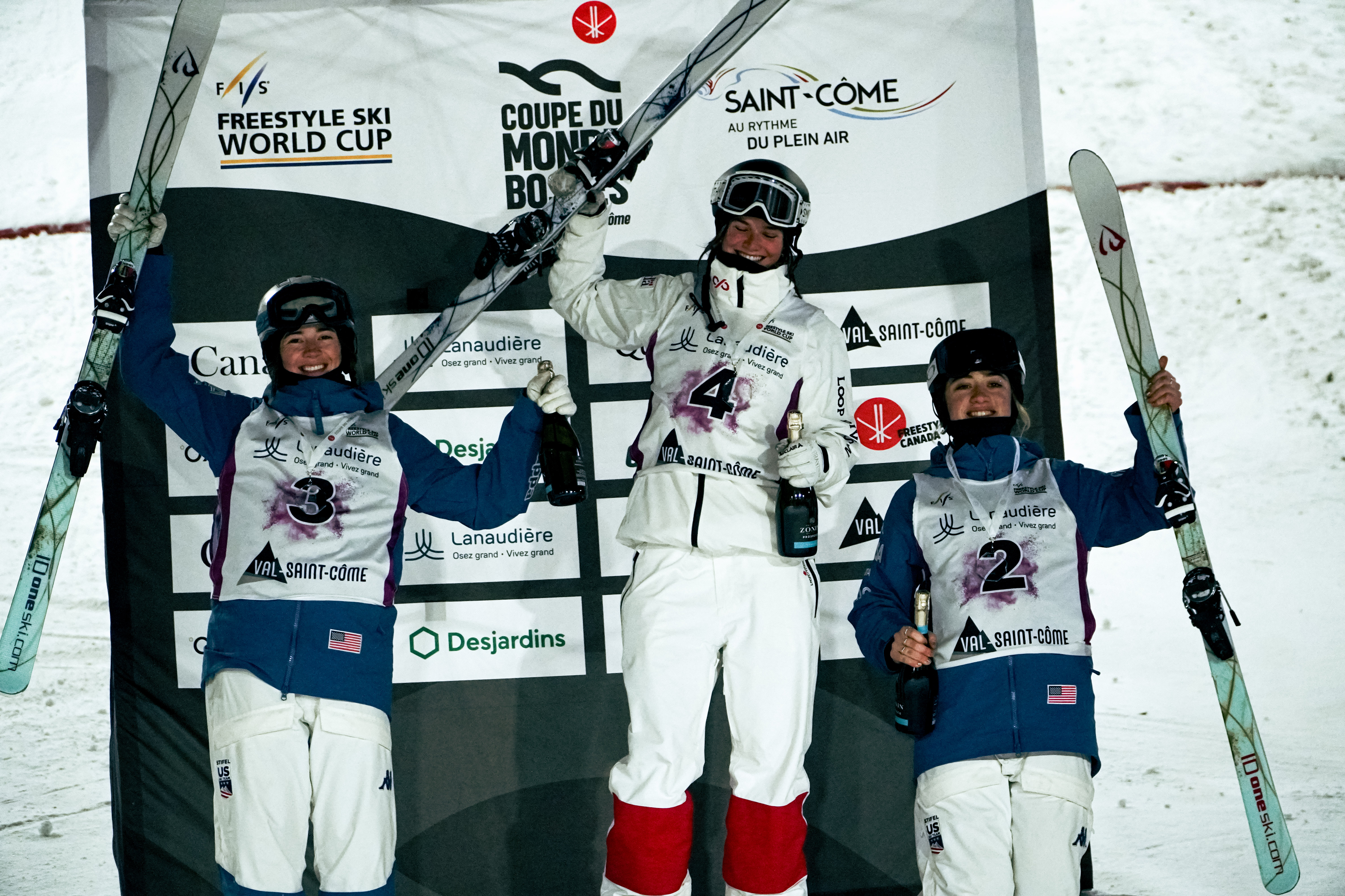 Jaelin Kauf and Olivia Giaccio on the podium in Canada