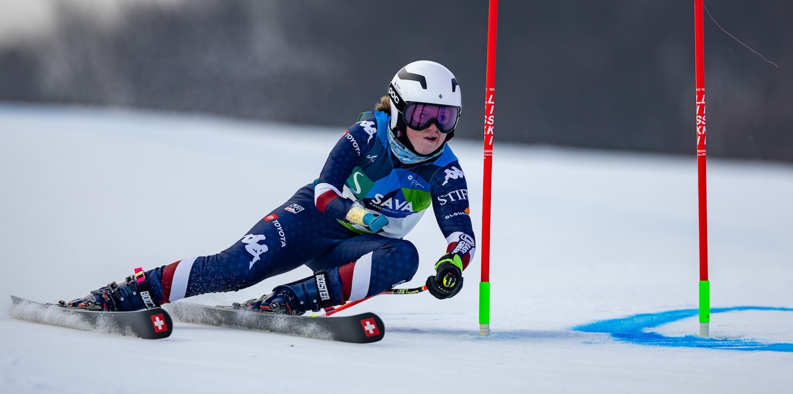 Audrey Crowley skis giant slalom in Maribor