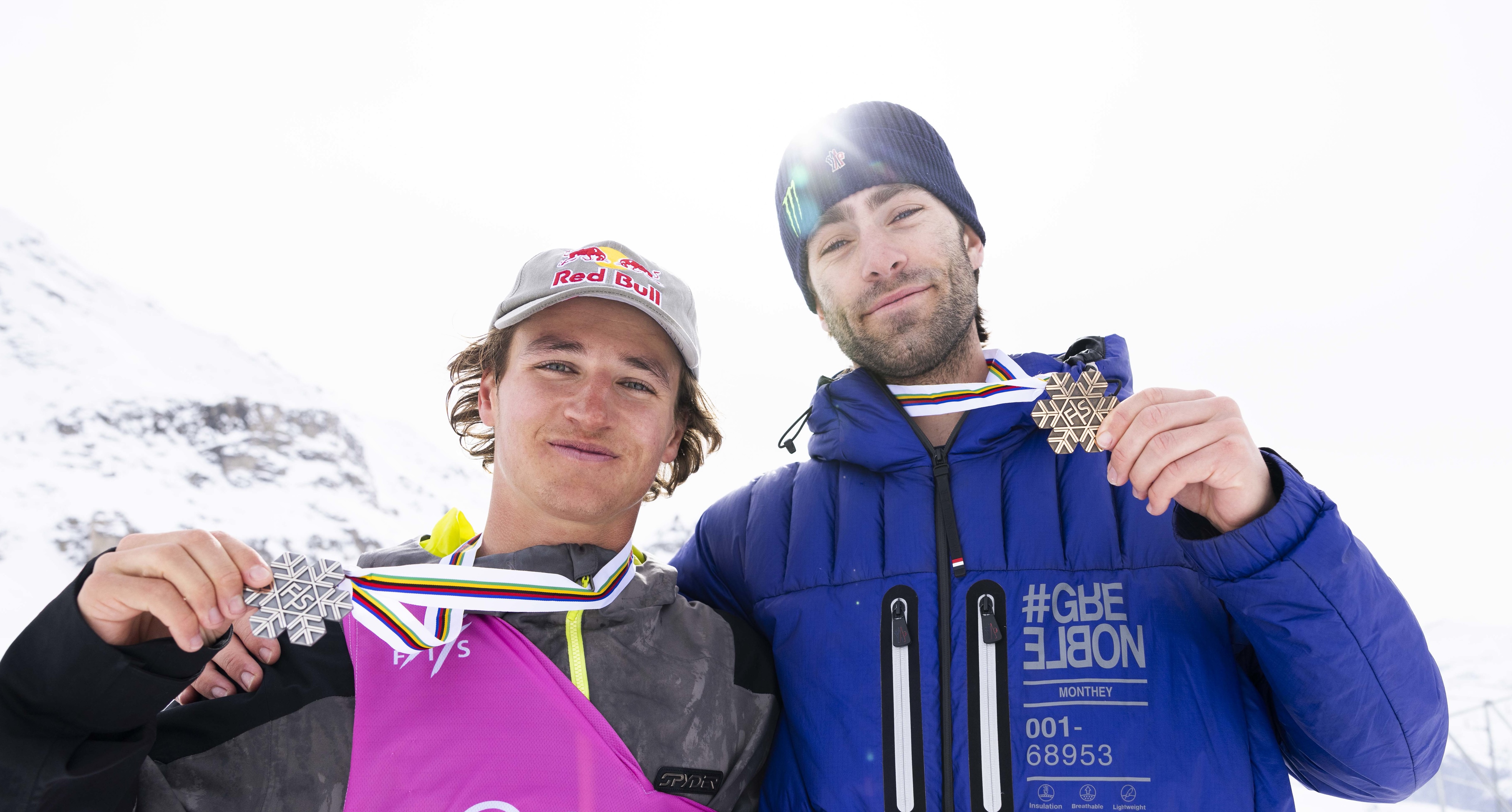 Mac Forehand and Alex Hall showing off their 2025 FIS Ski Freestyle World Championship Medals Mac Forehand and Alex Hall showing off their 2025 FIS Ski Freestyle World Championship Medals