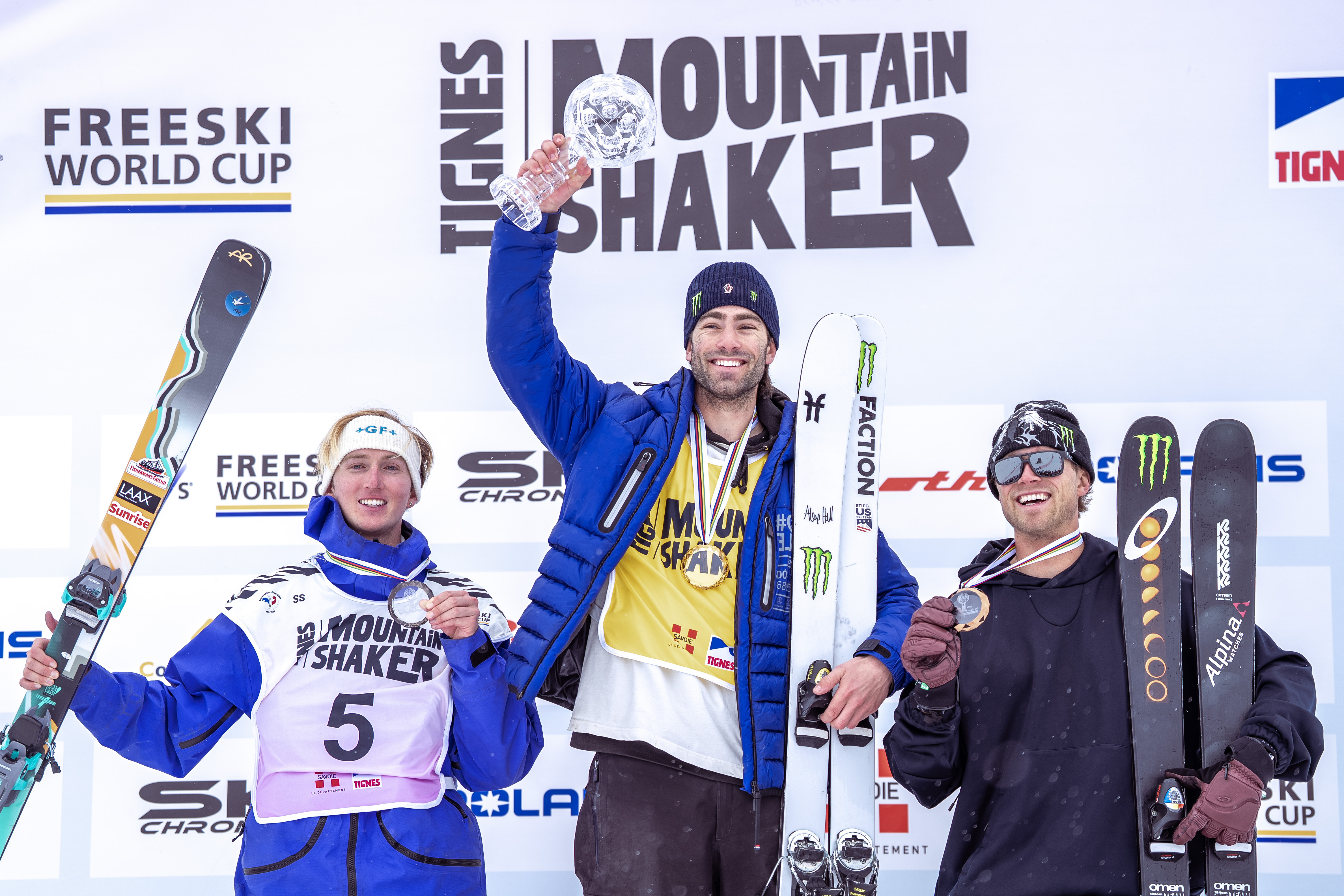 Alex Hall with the 2024-25 slopestyle Crystal Globe, Colby Stevenson third overall Alex Hall with the 2024-25 slopestyle Crystal Globe, Colby Stevenson third overall