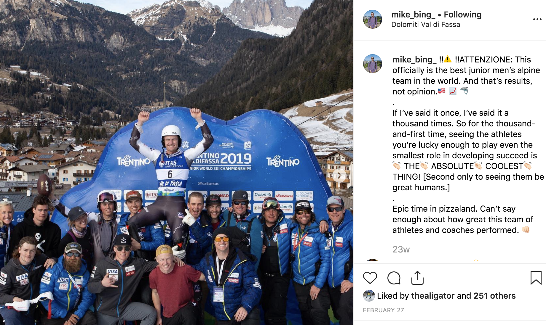 The whole team celebrates Ben Ritchie's silver medal at Junior Worlds.