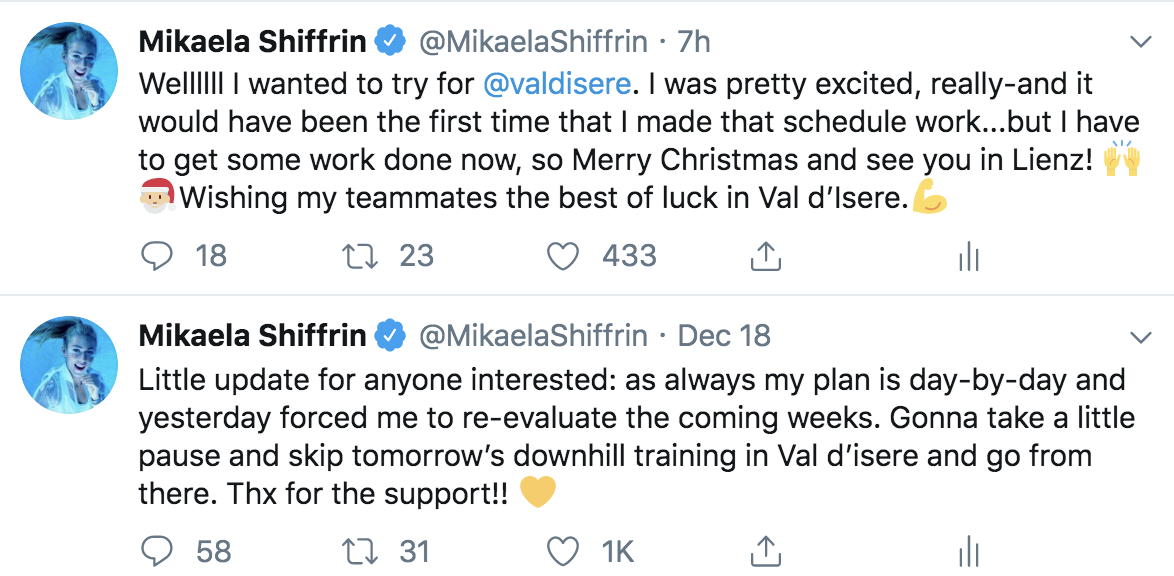 Twitter Post Mikaela Shiffrin