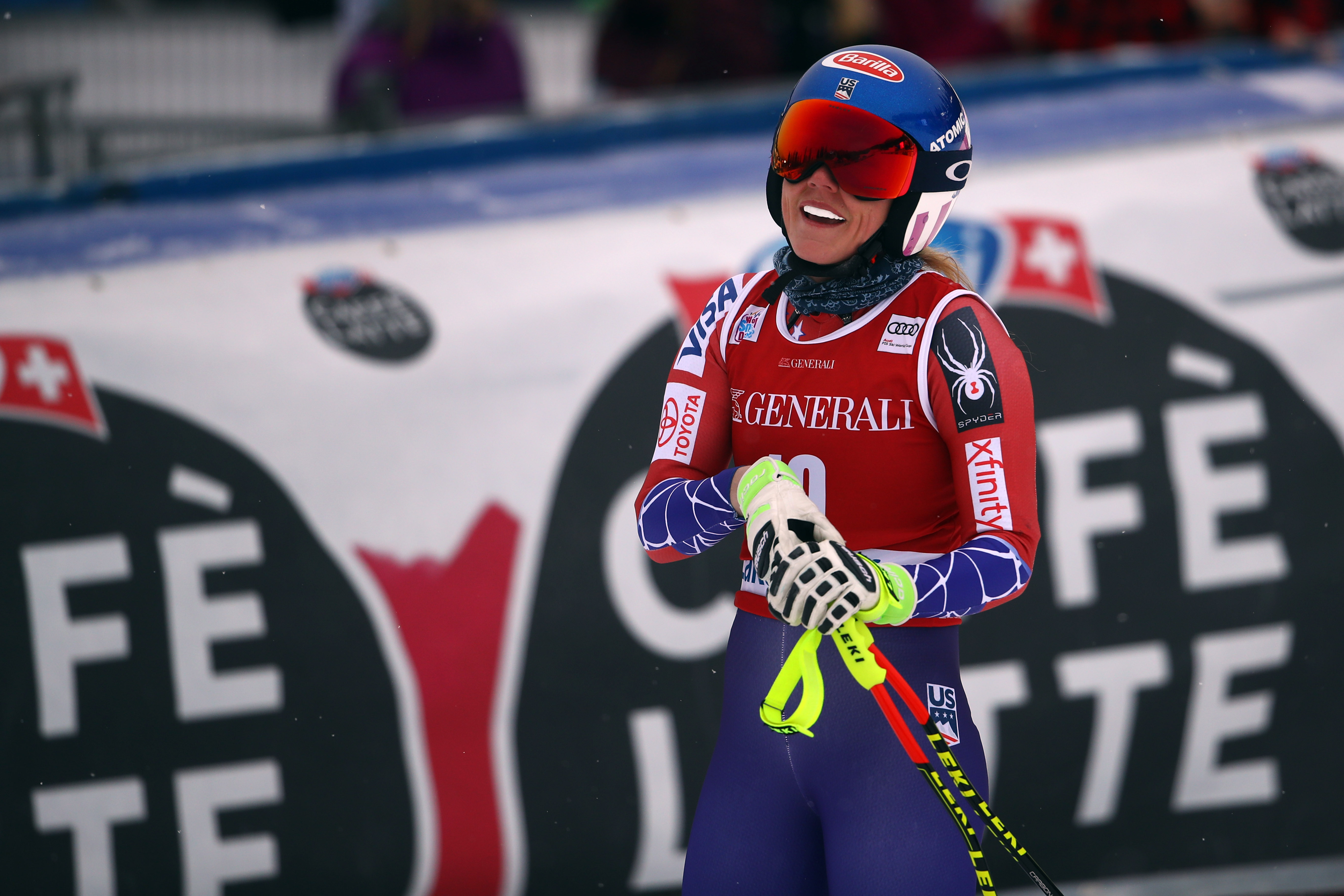 Mikaela Shiffrin finished third at the first FIS Ski World Cup downhill of the season in Lake Louise, Canada. (Getty Images/Agence Zoom -  Christophe Pallot)