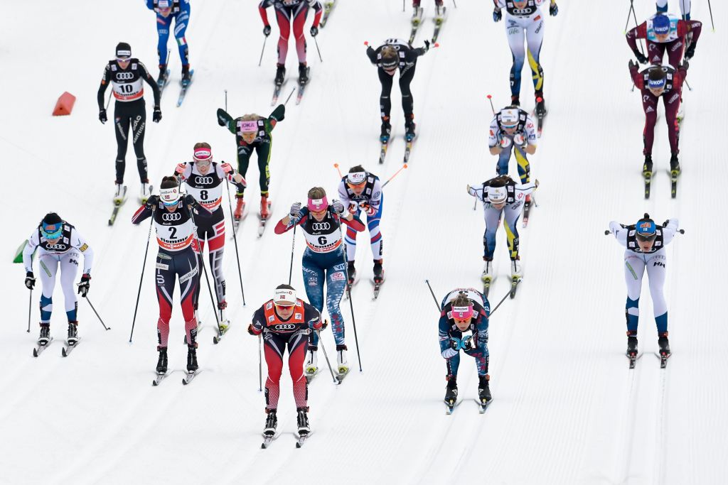 Athletes compete in the 10k mass start classic race
