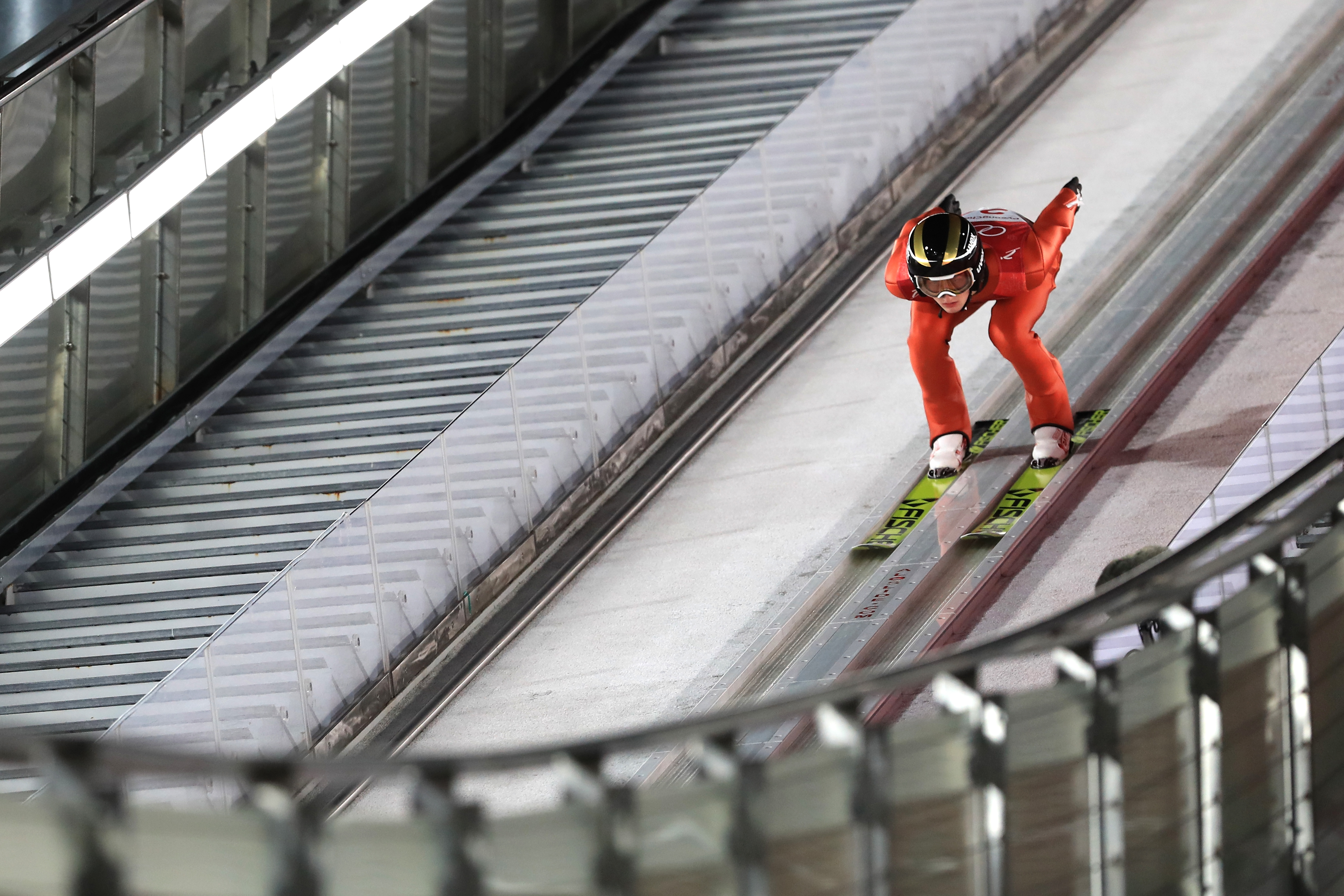 Kevin Bickner competes in the men’s normal hill individual final on day one of the 2018 Olympic Winter Games at Alpensia Ski Jumping Center. (Getty Images - Sean M. Haffey) Kevin Bickner competes in the men’s normal hill individual final on day one of the 2018 Olympic Winter Games at Alpensia Ski Jumping Center. (Getty Images - Sean M. Haffey)