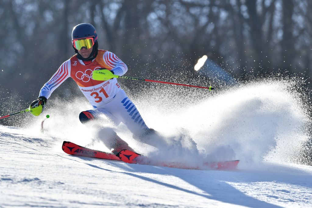 Mark Engel was 31st in the slalom at the Yongpyong Alpine Centre.  (Getty Images/AFP – Dimitar Dilkoff)