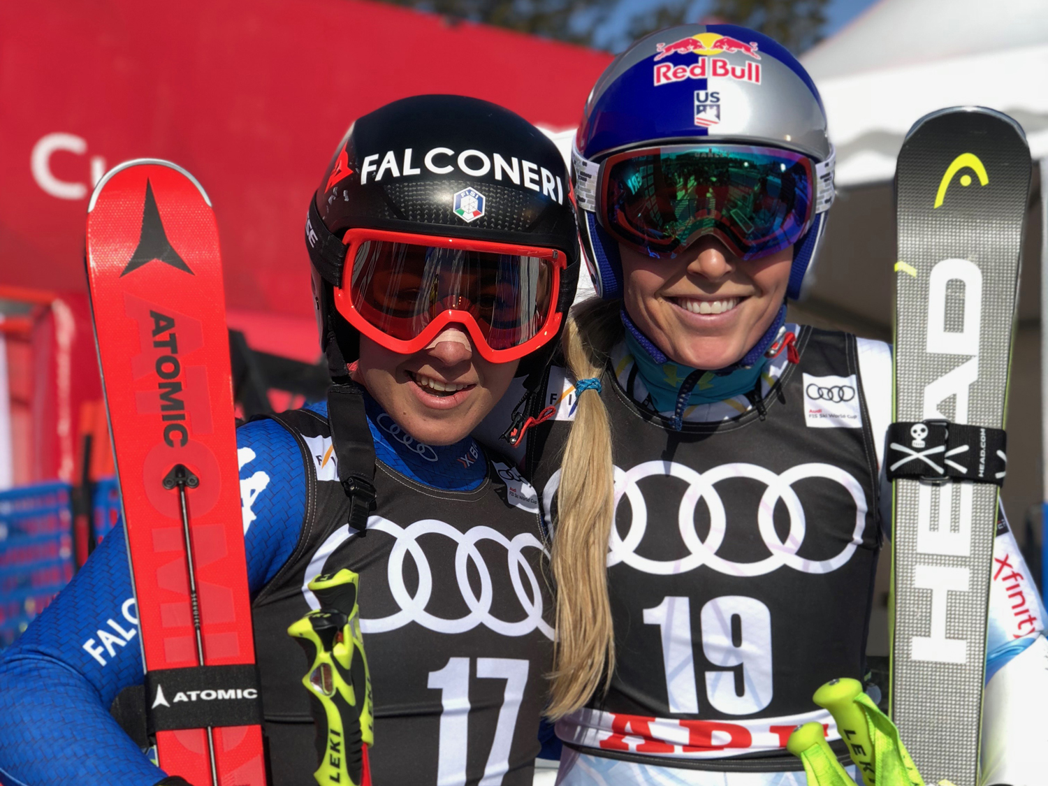 Goggia, Vonn Sofia Goggia of Italy and Lindsey Vonn shared the podium for the second-straight day at the World Cup Finals in Are, Sweden. (U.S. Ski & Snowboard)