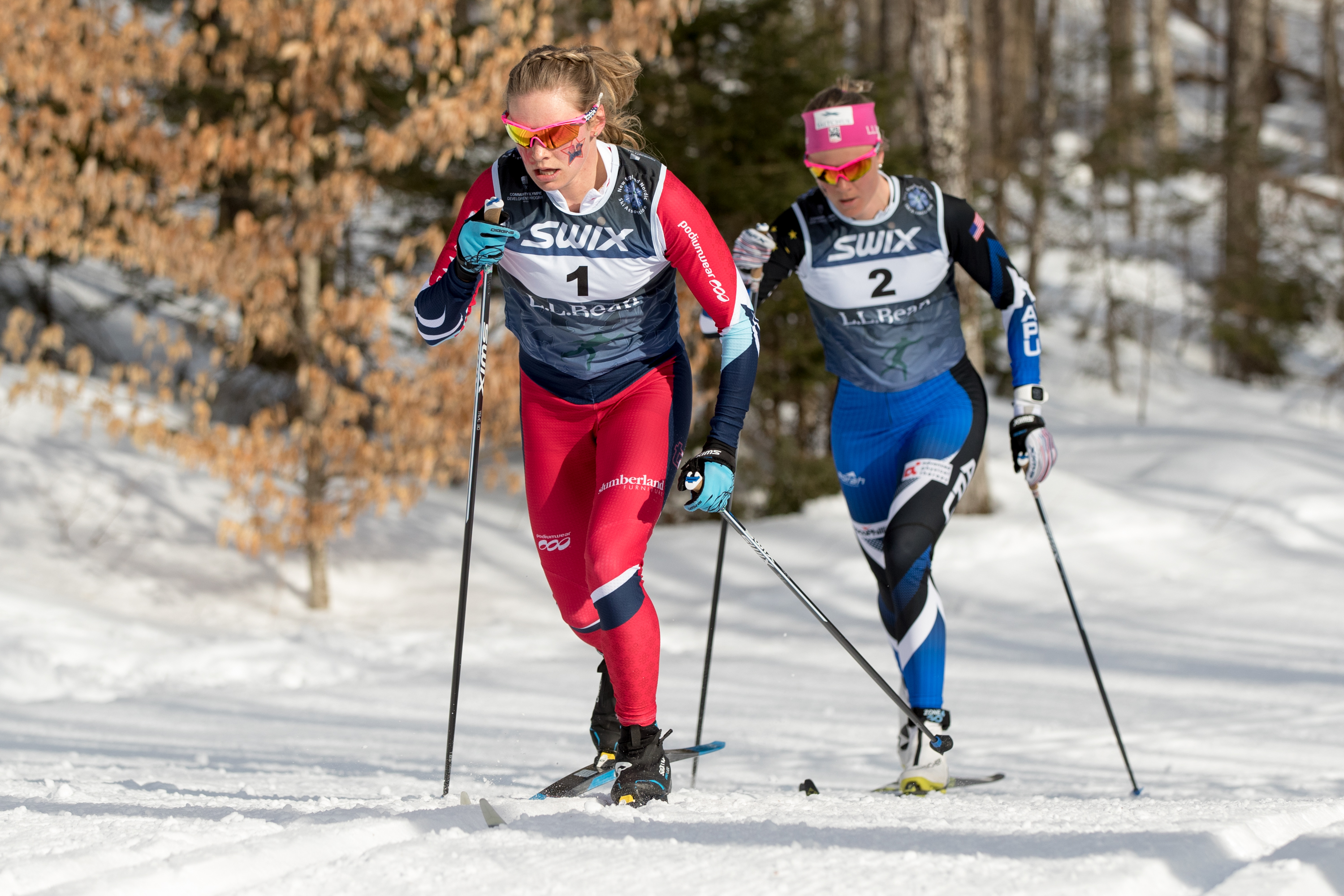 Diggins, Bjornsen Jessie Diggins and Sadie Bjornsen pulled opened up a big lead during the 30k classic at the L.L.Bean U.S. Cross Country Championship Tuesday. (U.S. Ski & Snowboard - Reese Brown)