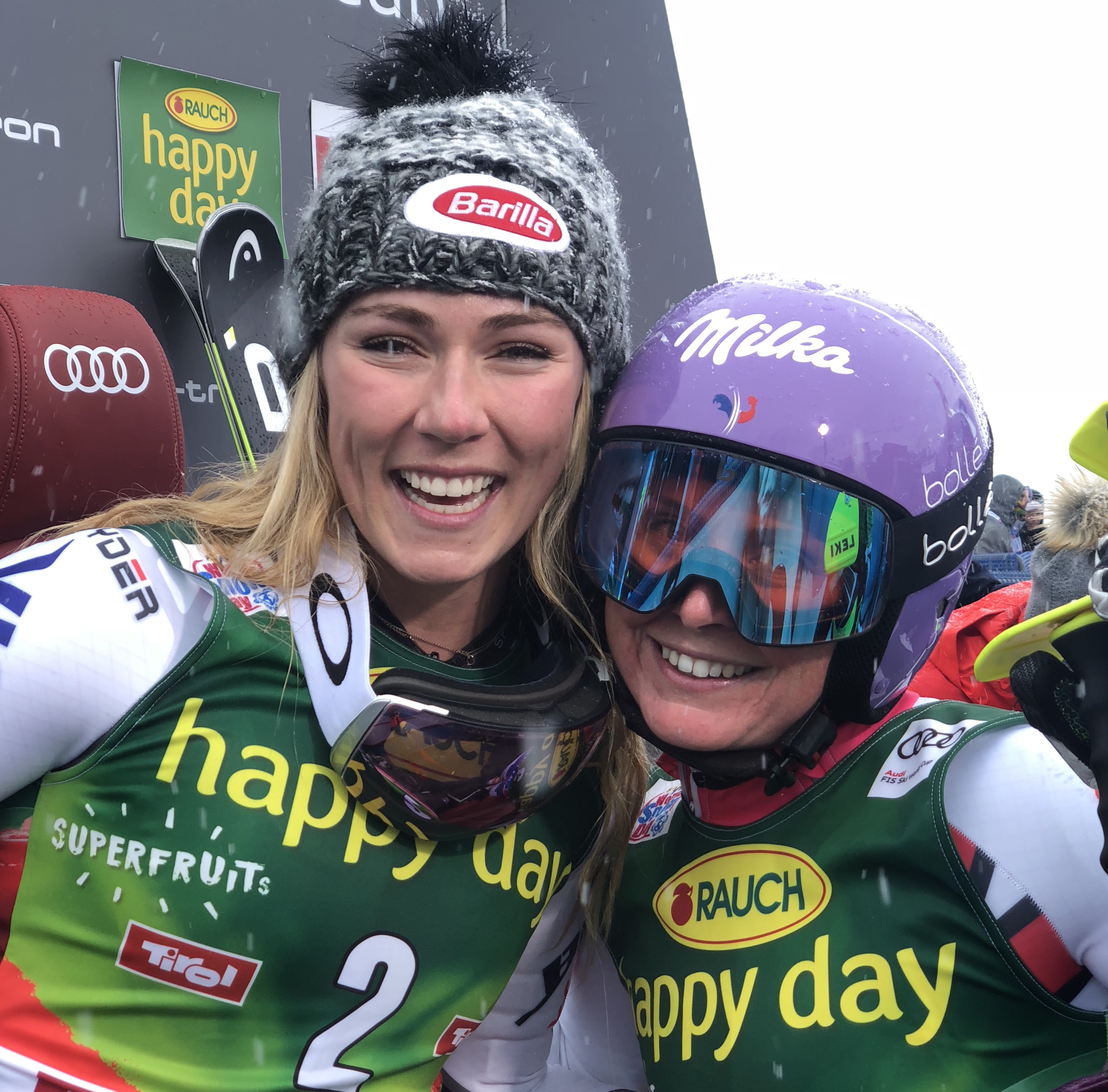 Mikaela Shiffrin and Tessa Worley
