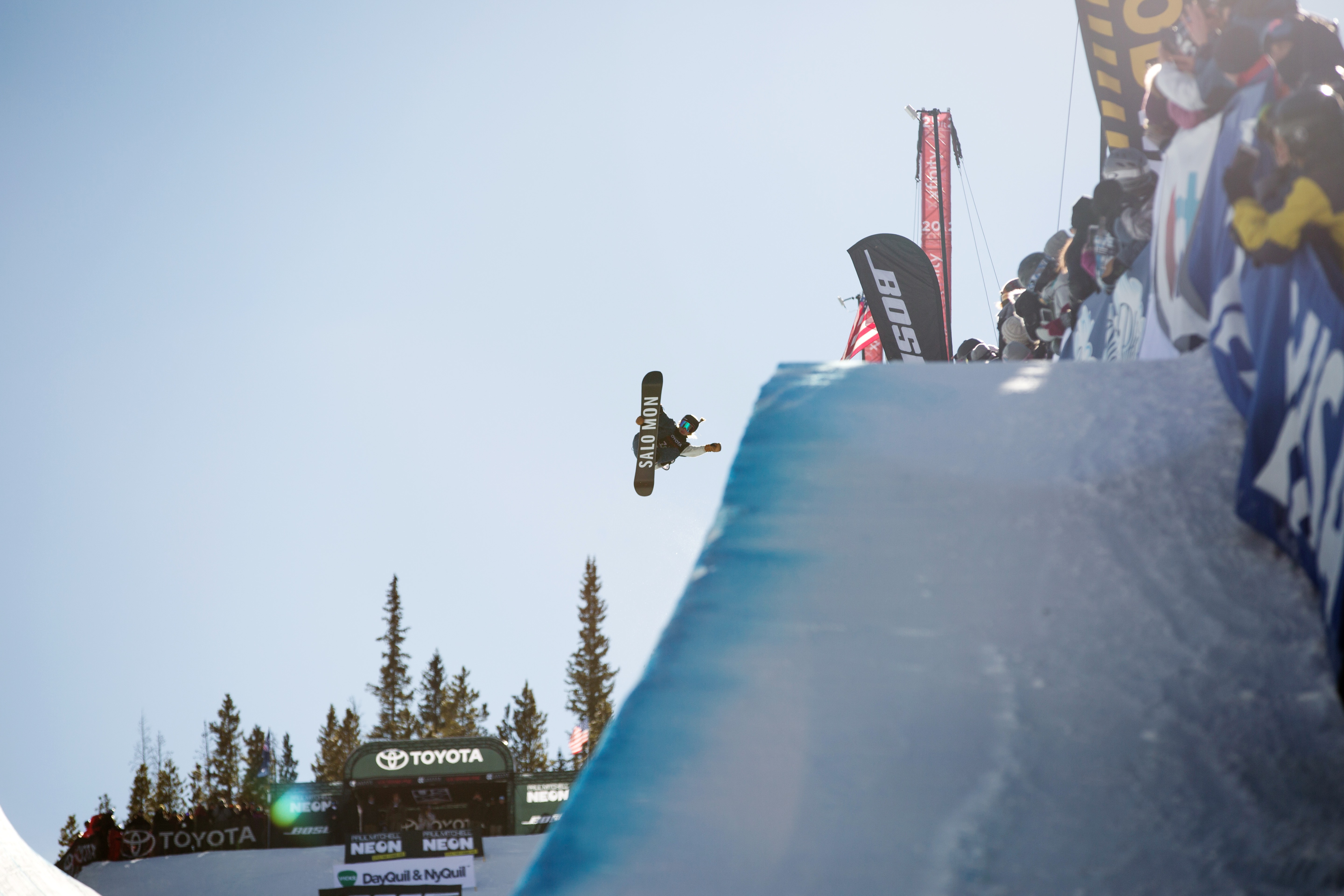 Maddie Mastro in the superpipe at Copper Mountain.