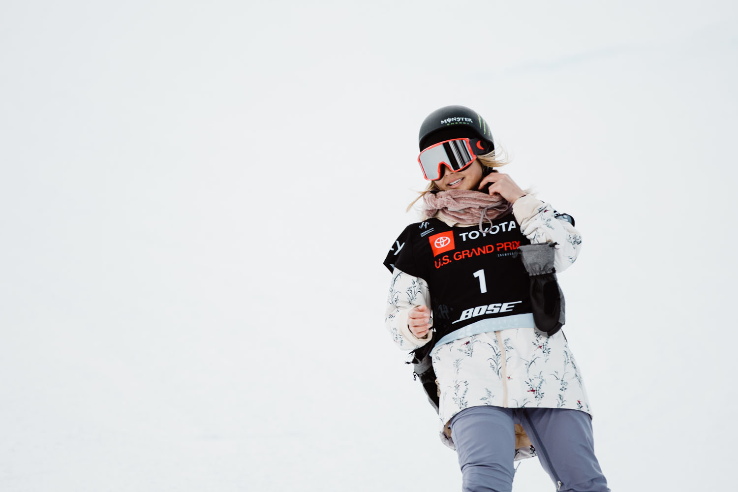 Chloe Kim finishing her run at Copper Mountain.