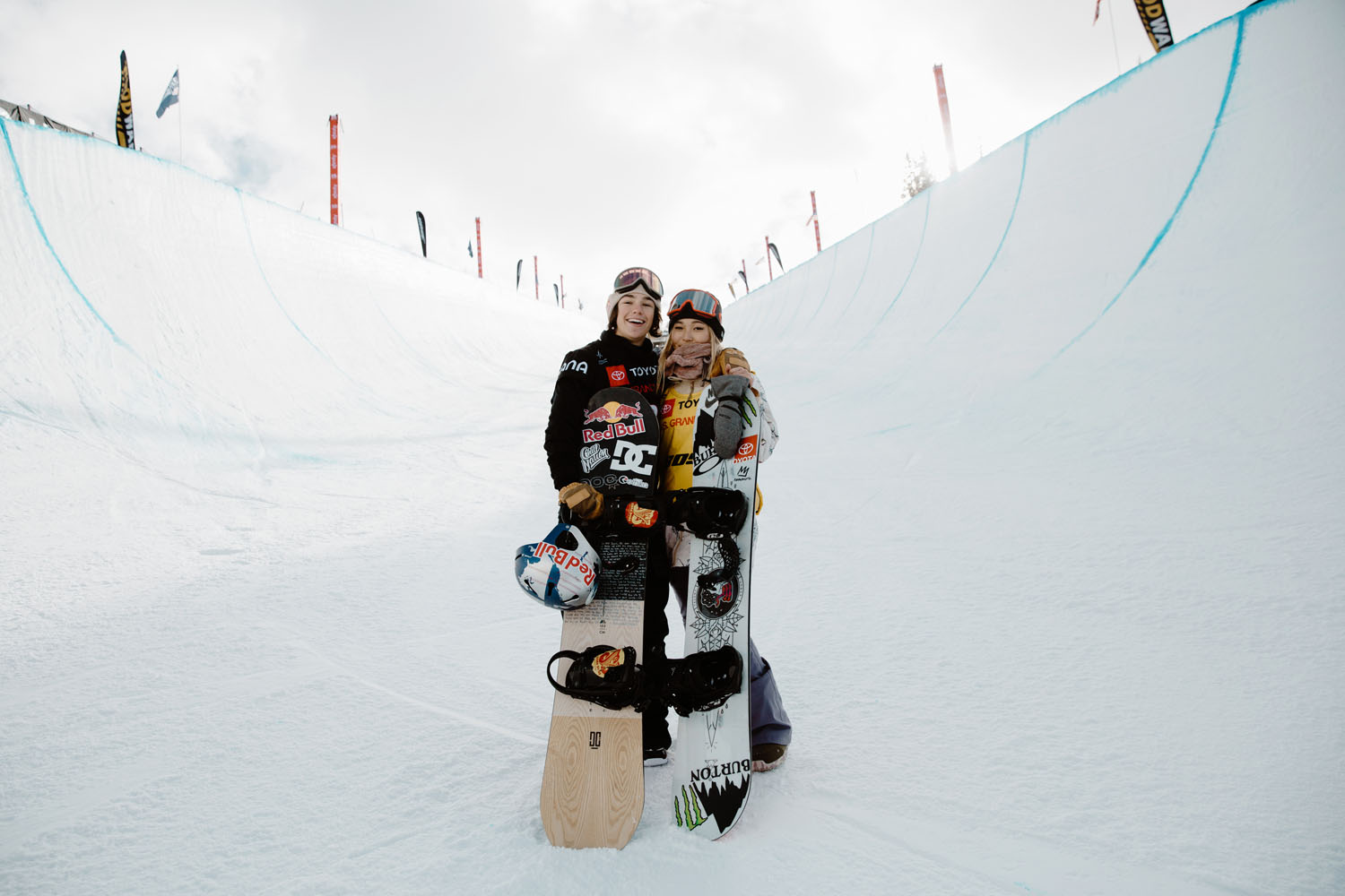 Toby Miller and Chloe Kim in the halfpipe.