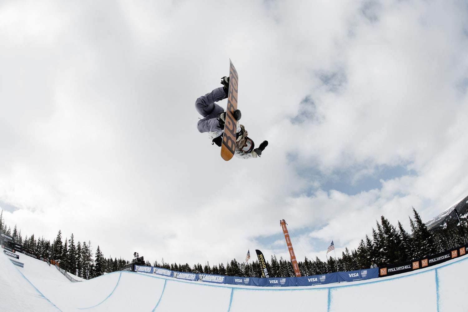Chloe Kim in the air at Copper Mountain