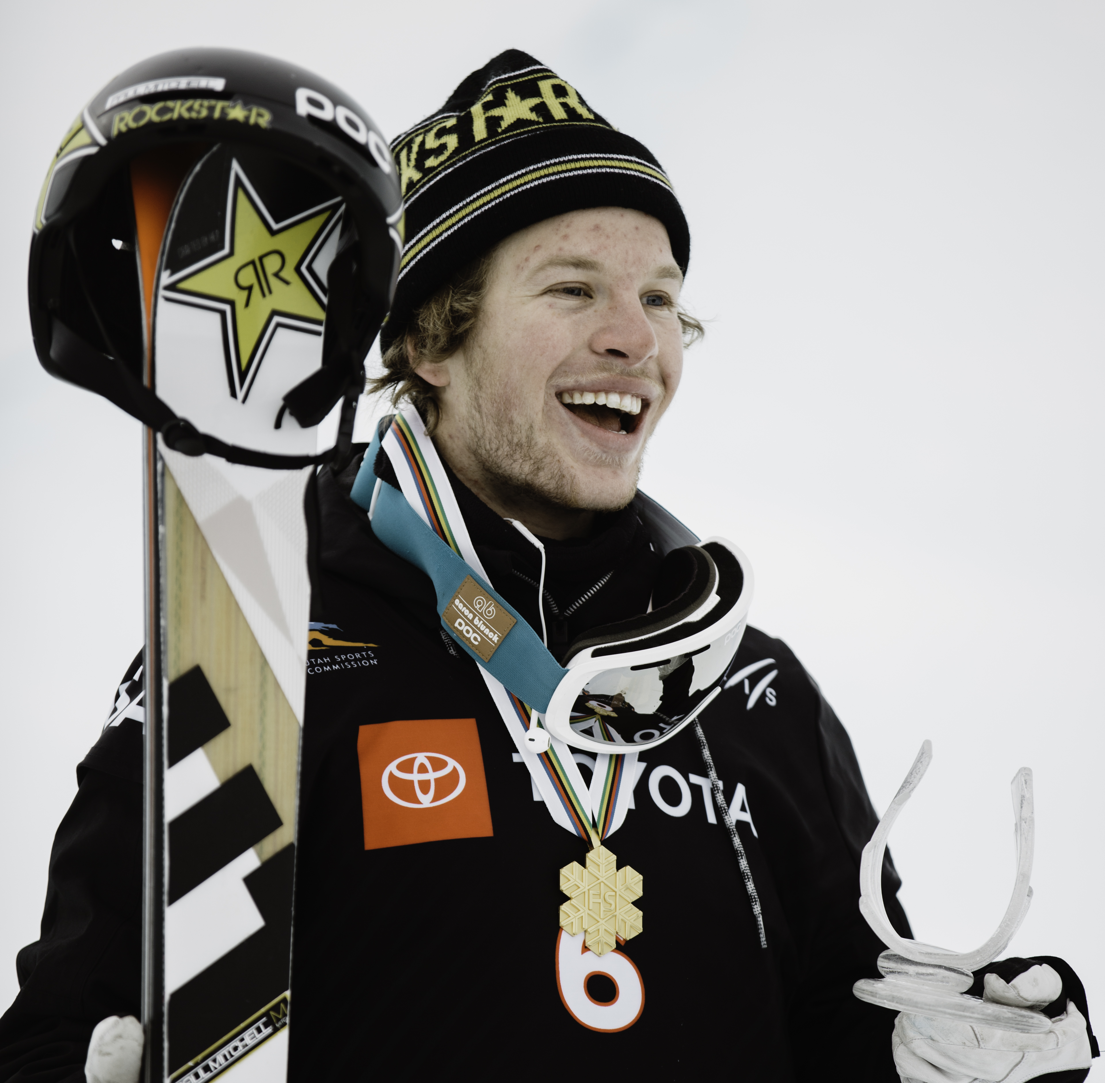 Aaron Blunck at the 2019 FIS Freeski World Championships halfpipe finals presented by Toyota. (U.S. Ski & Snowboard - Sarah Brunson) Aaron Blunck at the Freeski Halfpipe Finals.