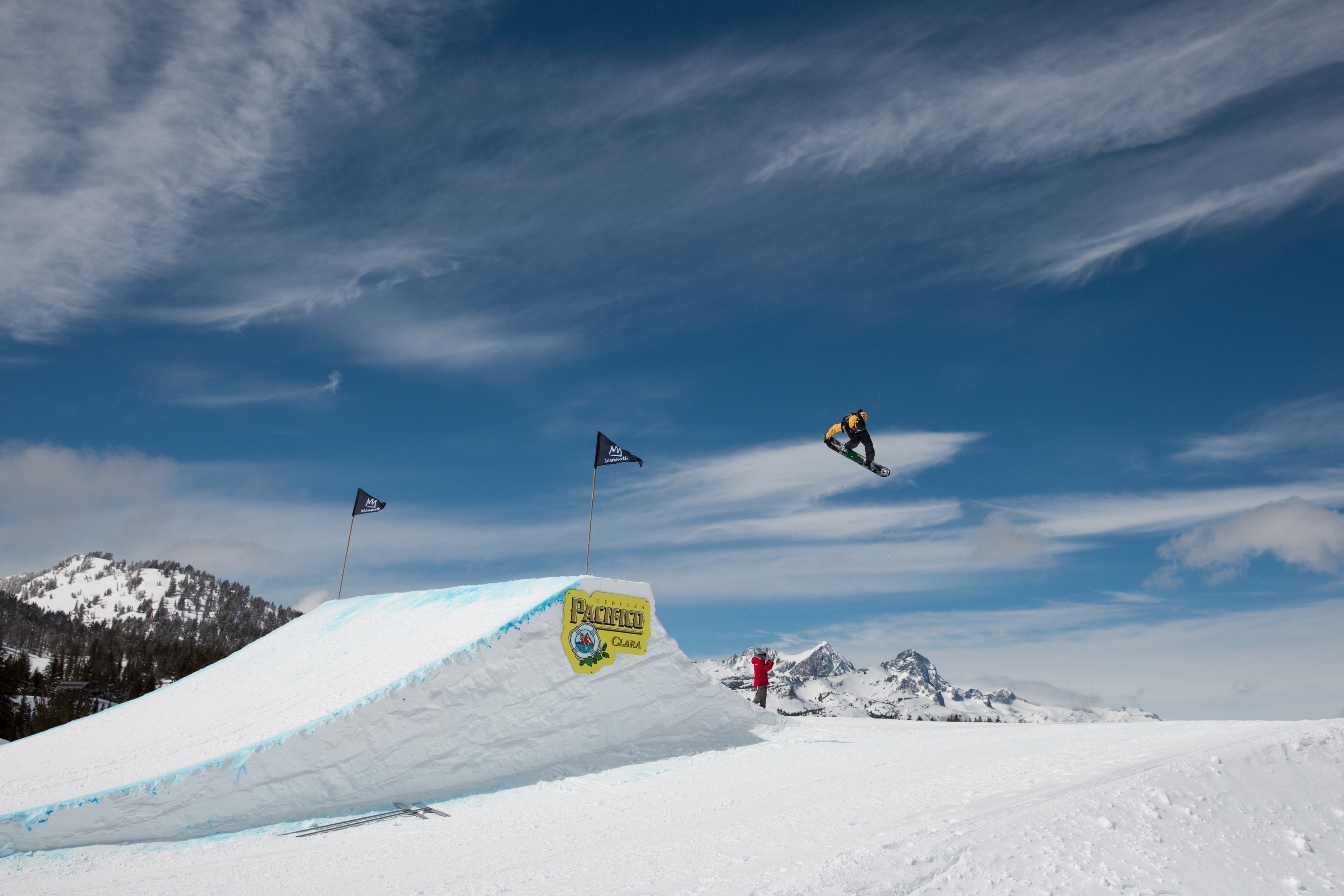 Red Gerard at the 2019 Toyota U.S. Grand Prix slopestyle qualifications at Mammoth Mountain Ski Area. (U.S. Ski & Snowboard - Sarah Brunson) Gerard at Mammoth