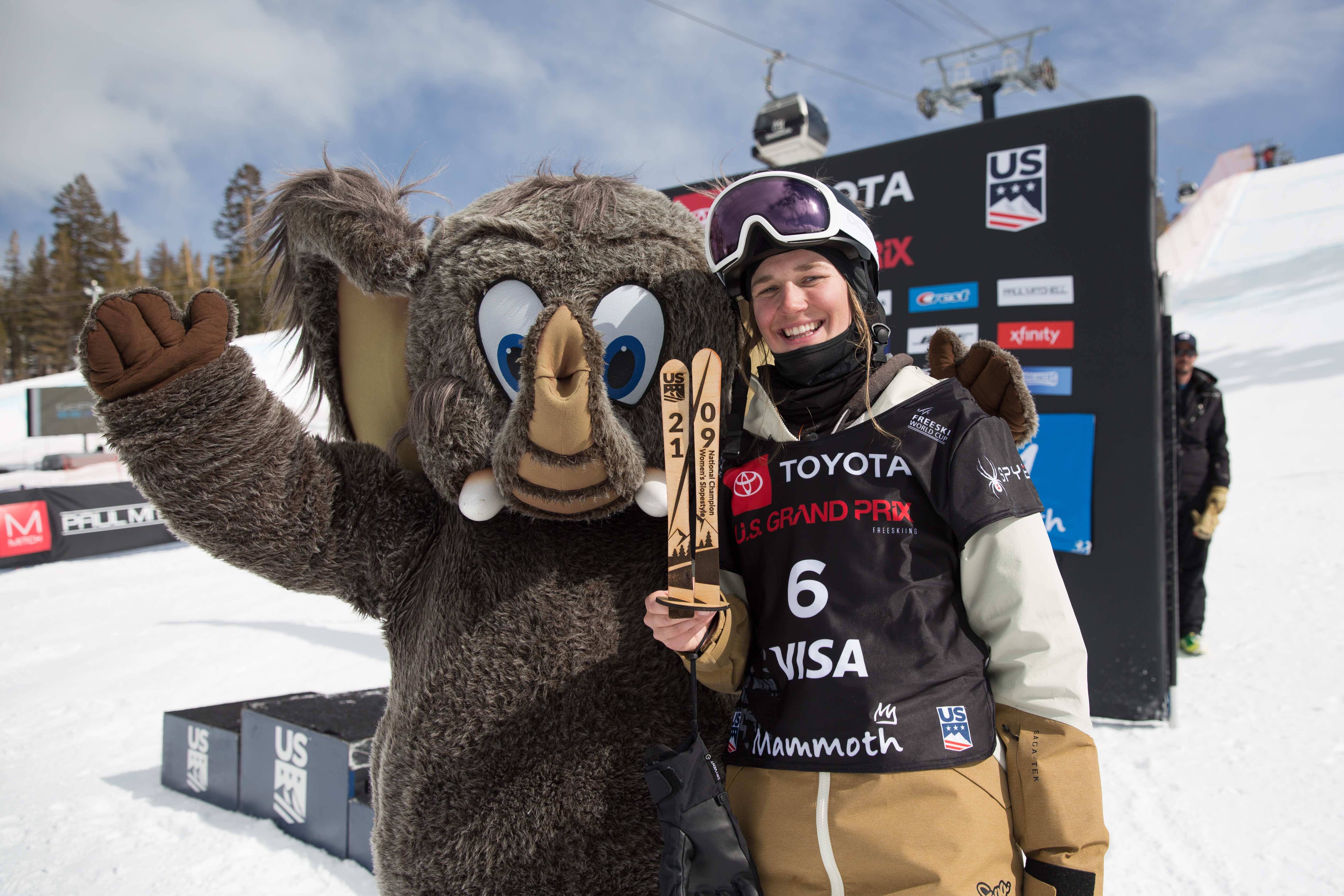 U.S. Grand Prix National Champion Julia Krass at the 2019 Toyota U.S. Grand Prix at Mammoth Mountain, CA. (U.S. Ski & Snowboard - Sarah Brunson) Krass at Mammoth