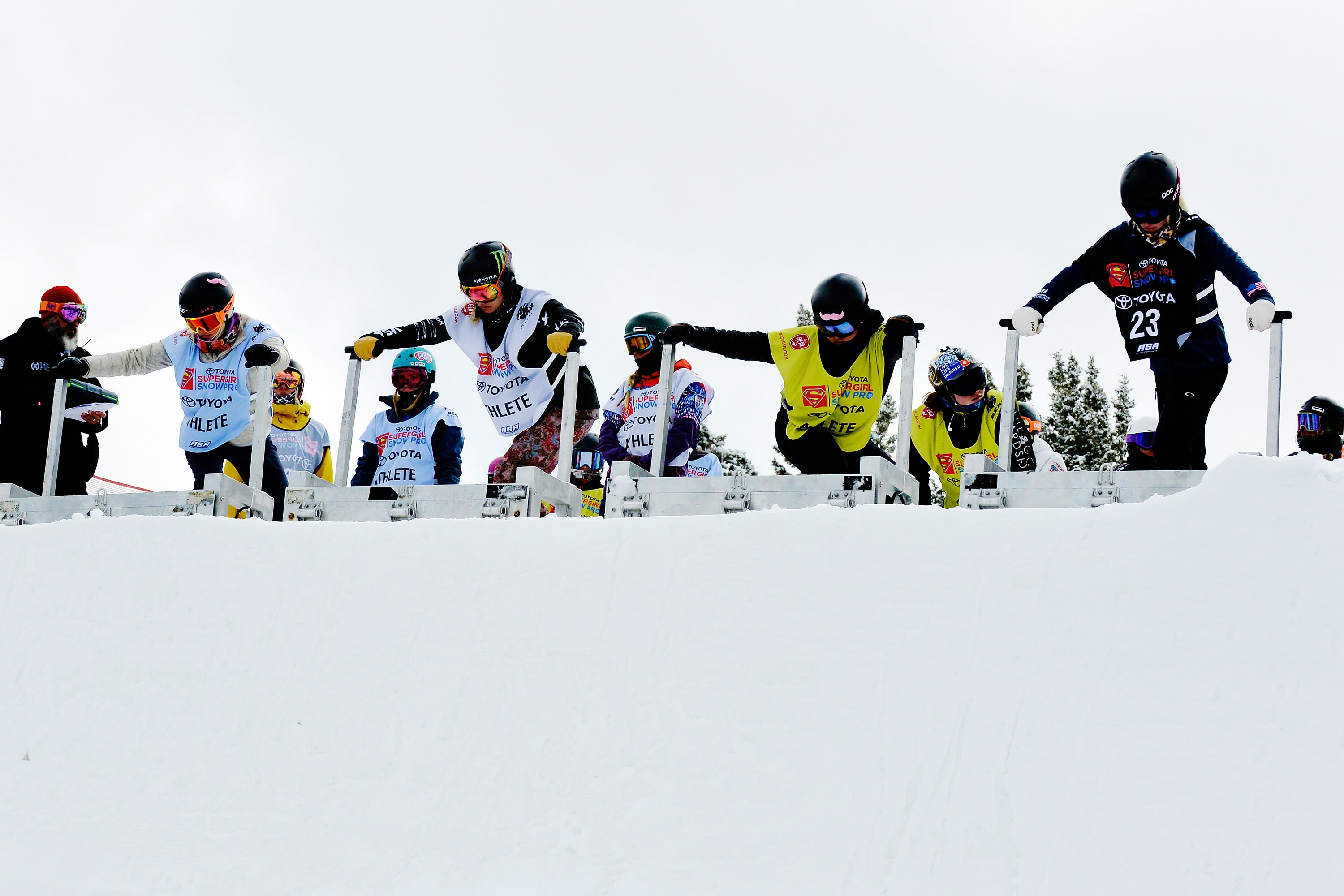 SuperGirl Snow Pro boardercross race. (SuperGirl Snow Pro) Boardercross gates