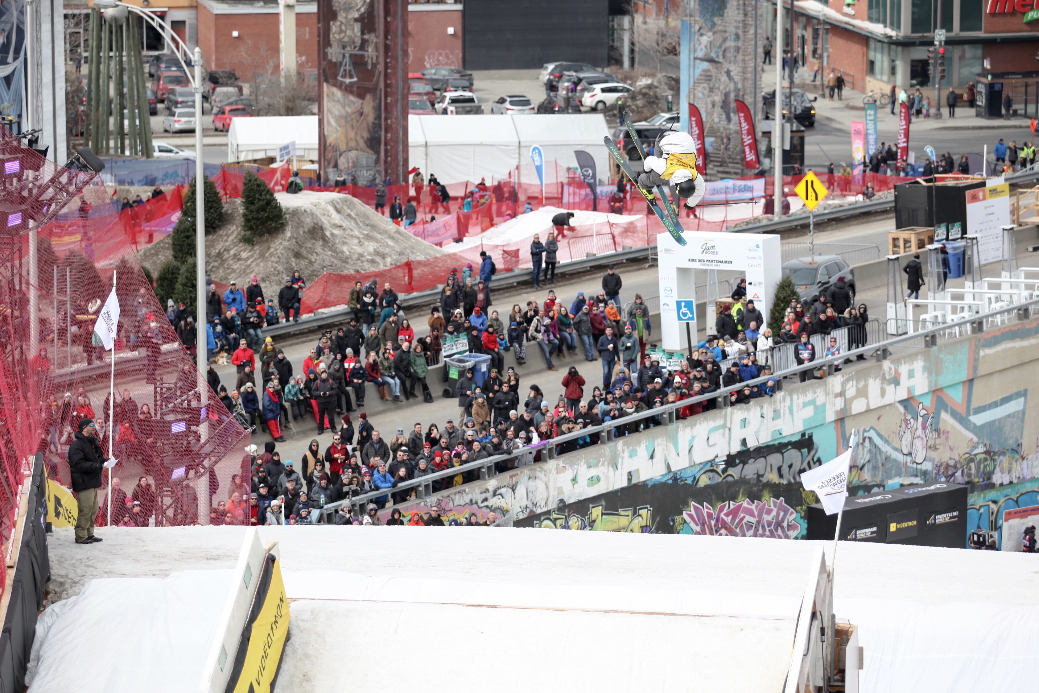 2018 Quebec City FIS World Cup Big Air. (FIS Freestyle)  Freeskier in Quebec