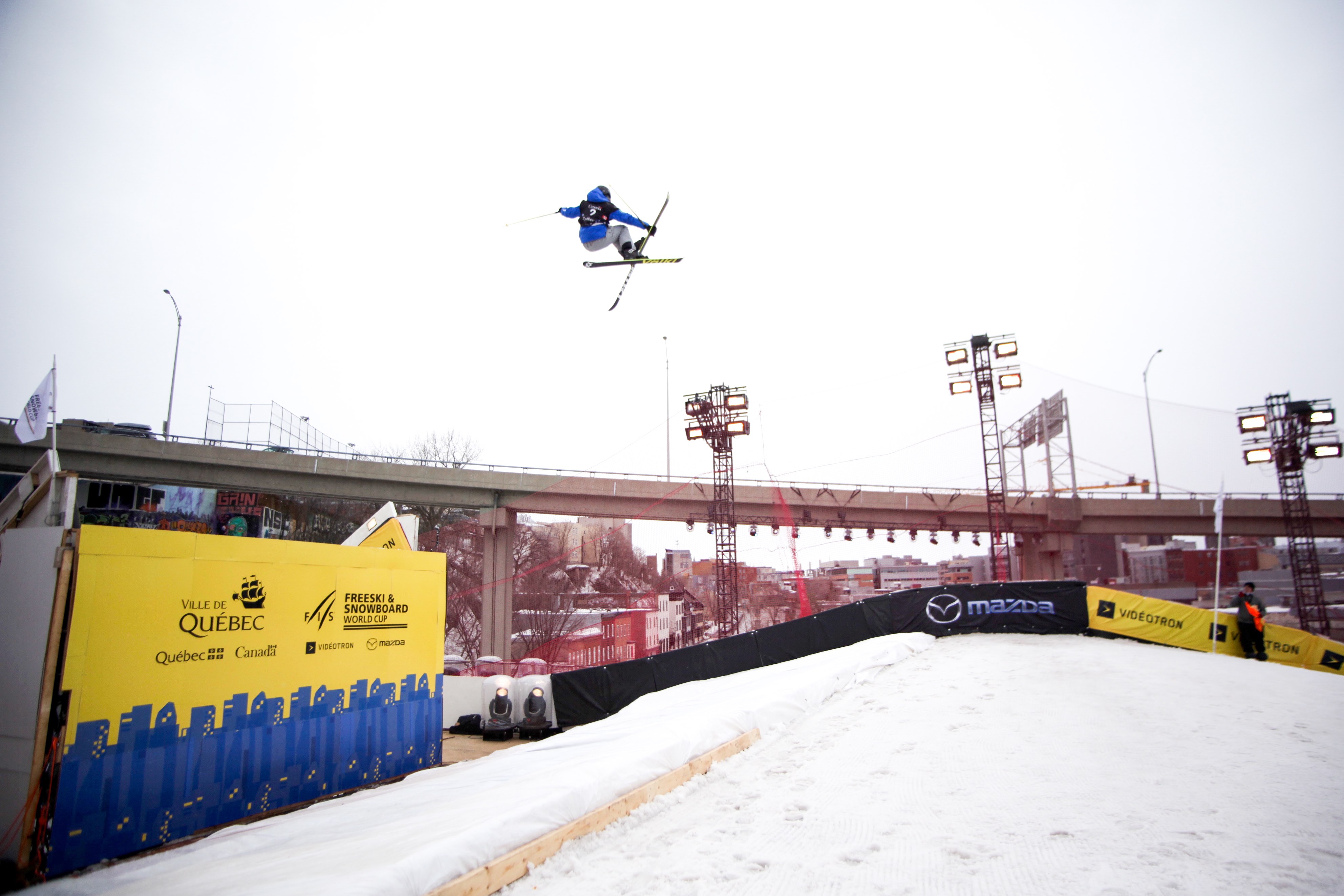 2018 Quebec City FIS World Cup Big Air. (FIS Freestyle)  Freeskier in Quebec