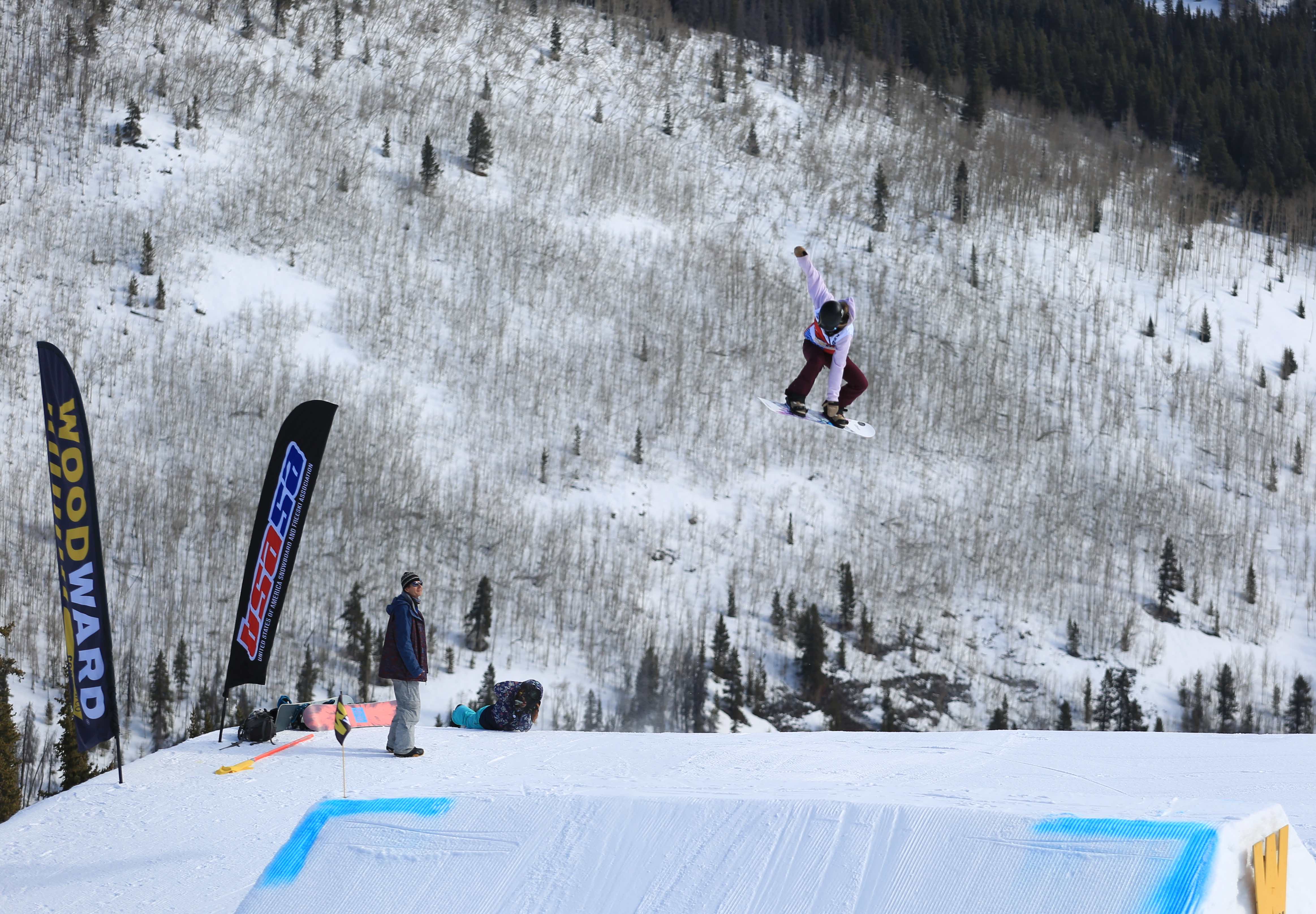 Makayla Kellogg going big to win her first USASA National open class slopestyle. (Chad Buchholz - USASA) Kellogg in Copper
