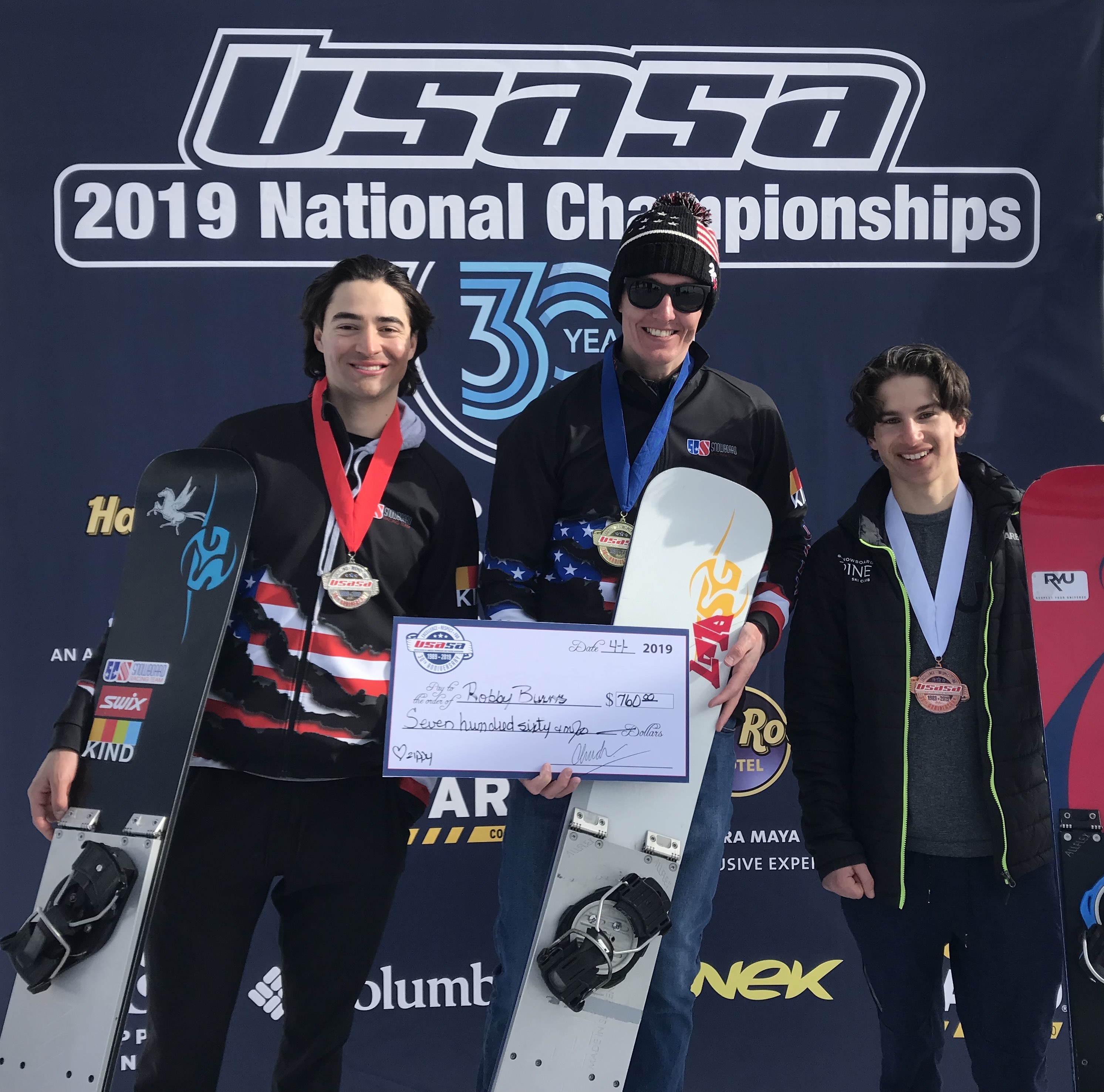 Robert Burns on the podium at the 2019 USASA National Championships PGS Open Class at Copper Mountain, Colorado. (Chad Buchholz - USASA) Robert Burns