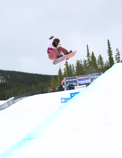 Tessa Maud in the halfpipe at the 2019 USASA Nationals open class finals. (Chad Buchholz - USASA) Tessa Maud at Copper