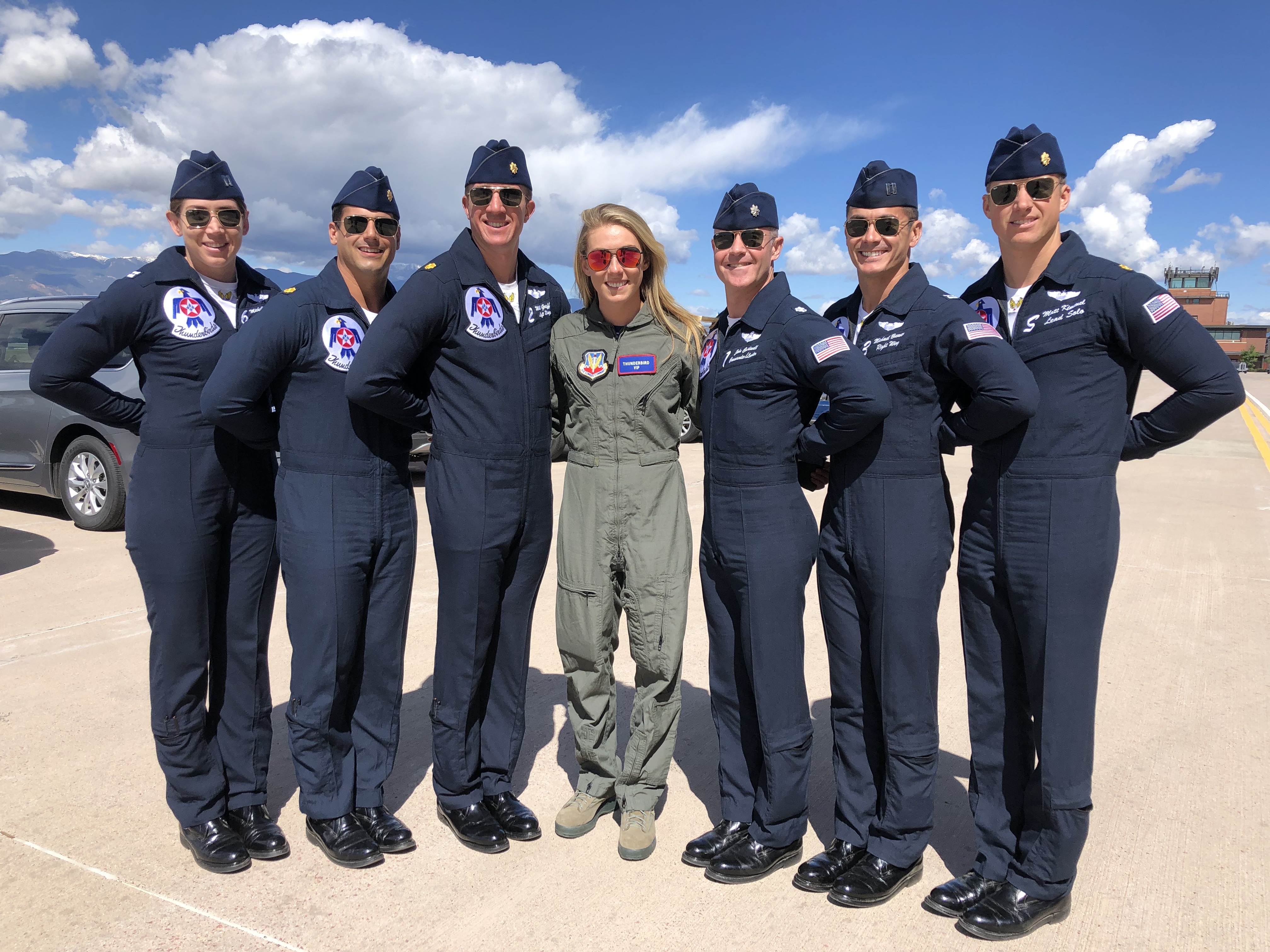 Mikaela Poses with Thunderbirds