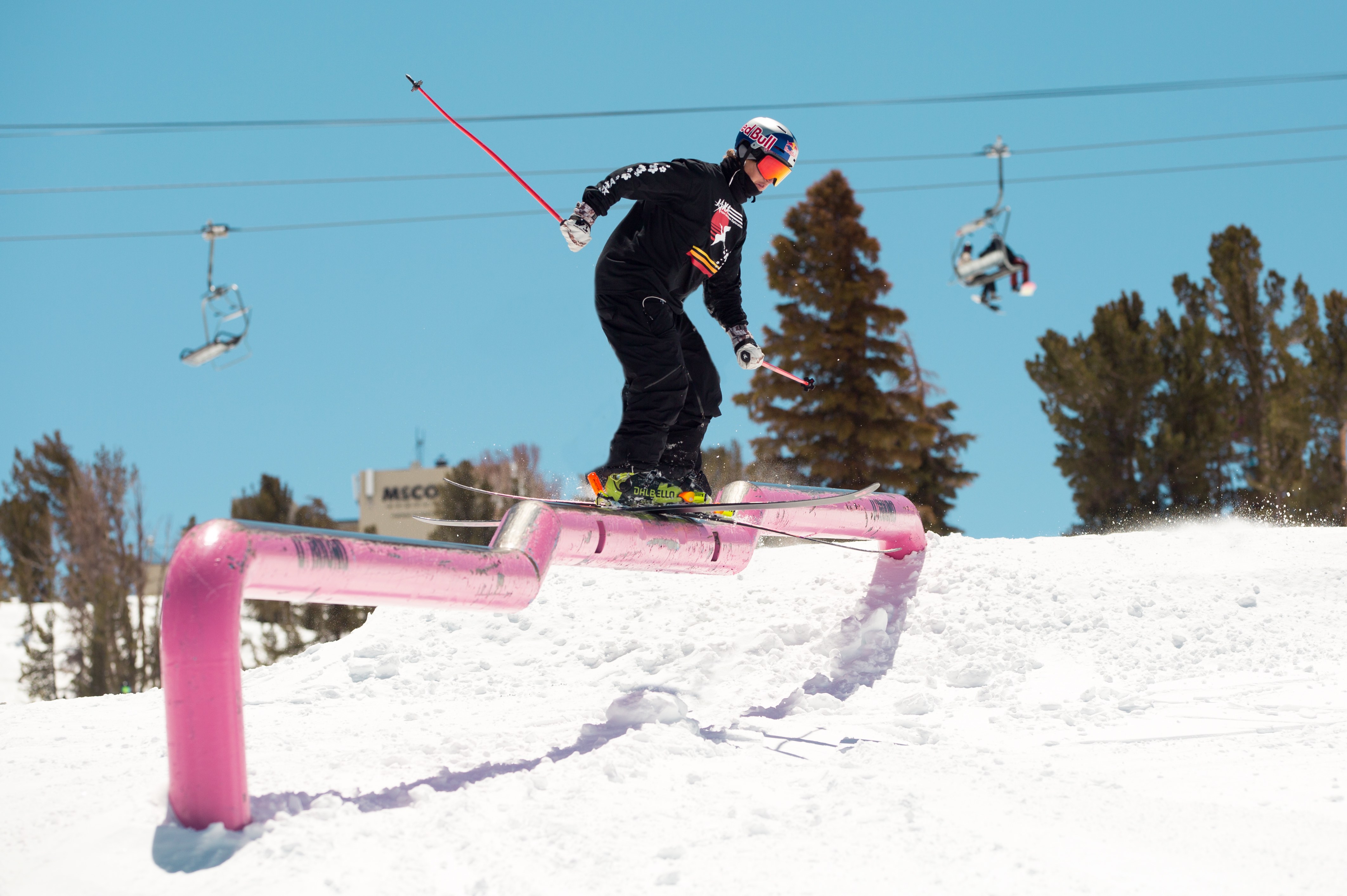 Mac Forehand dialing in his rails at Mammoth Spring Camp. (U.S. Ski & Snowboard - Sarah Brunson) Mac Forehand at Mammoth