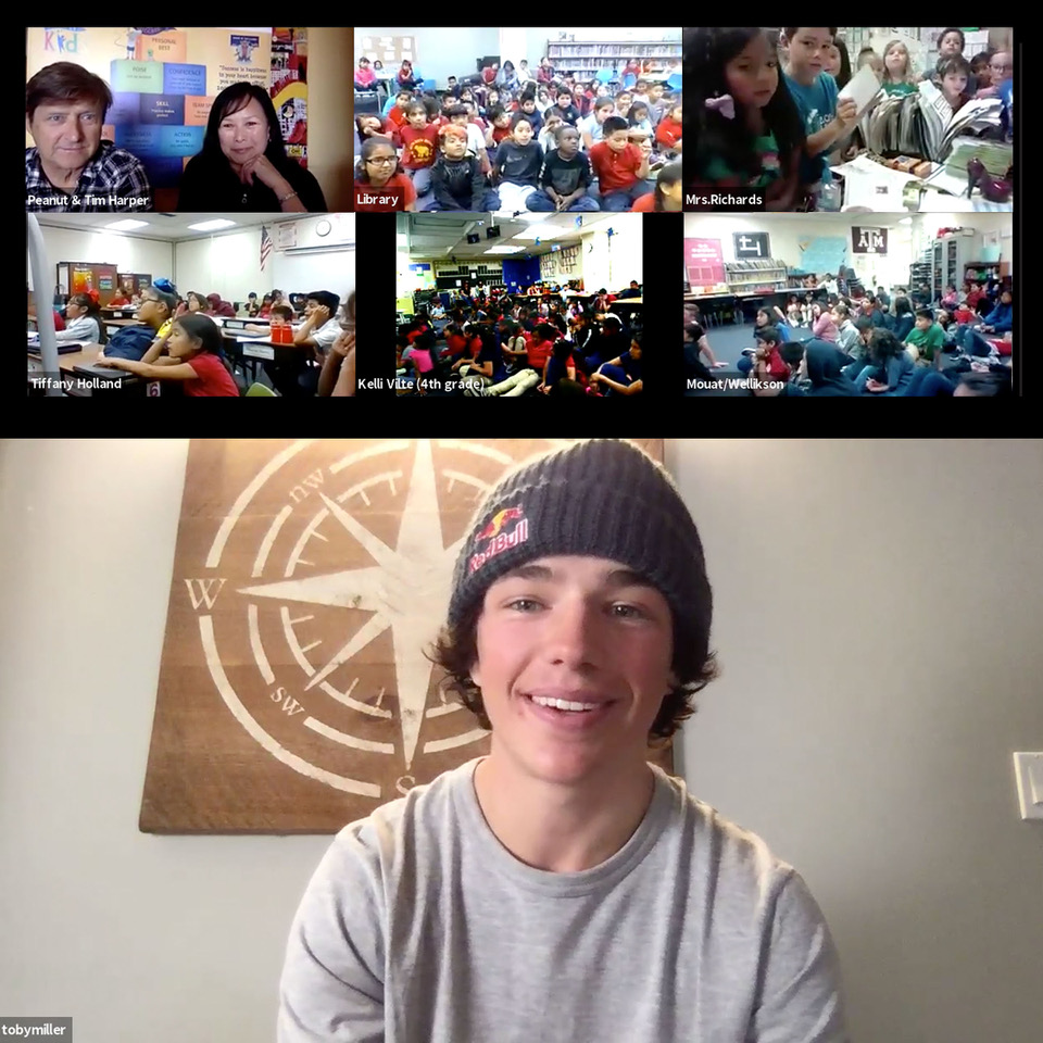 Toby Miller presenting to an elementary school classroom as part of the Harper For Kids program. (Harper For Kids) Toby Miller