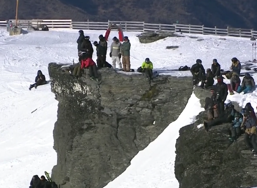 Great crowd watching the Winter Games NZ FIS Snowboard big air World Cup in Cardrona, New Zealand. (Olympic Channel) crowd NZ