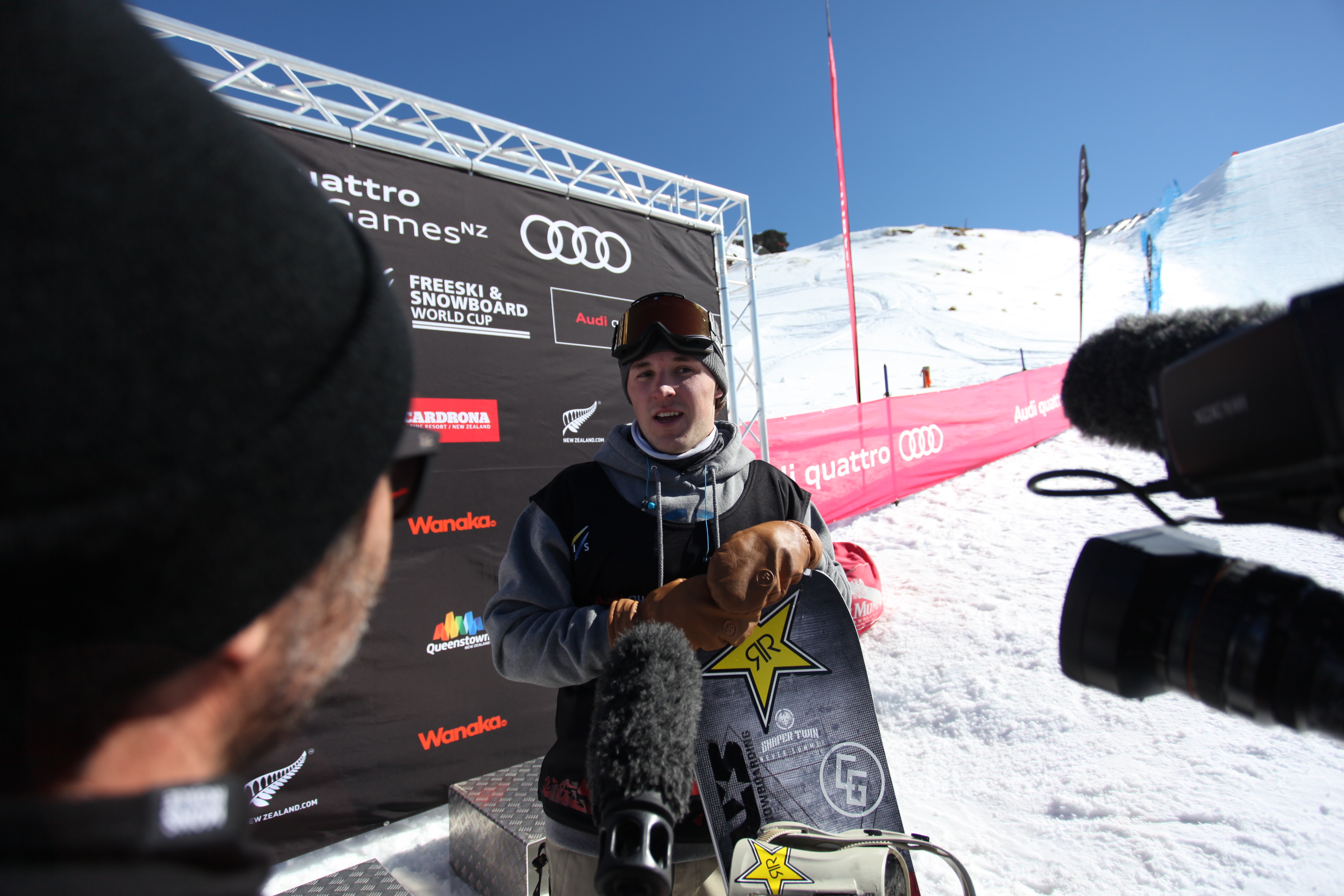 Chris Corning at the 2018-19 Cardrona FIS Snowboard World Cup big air. (FIS Snowboard-Chad Buchholz) Corning NZ