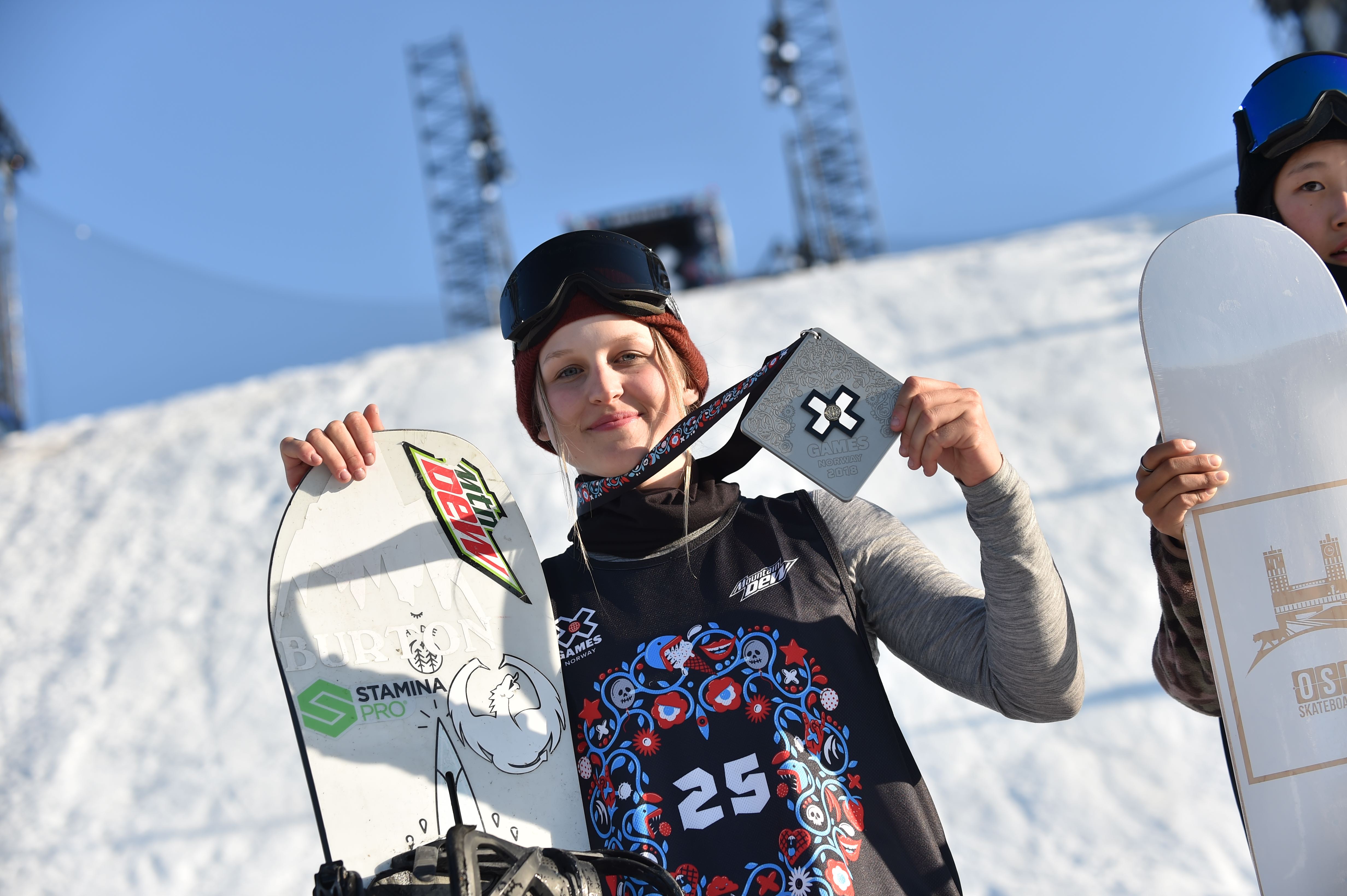 Julia Marino competing at the women's snowboard big air final during X Games Norway 2018 (ESPN Images - Nick Guise-Smith) Marino norway