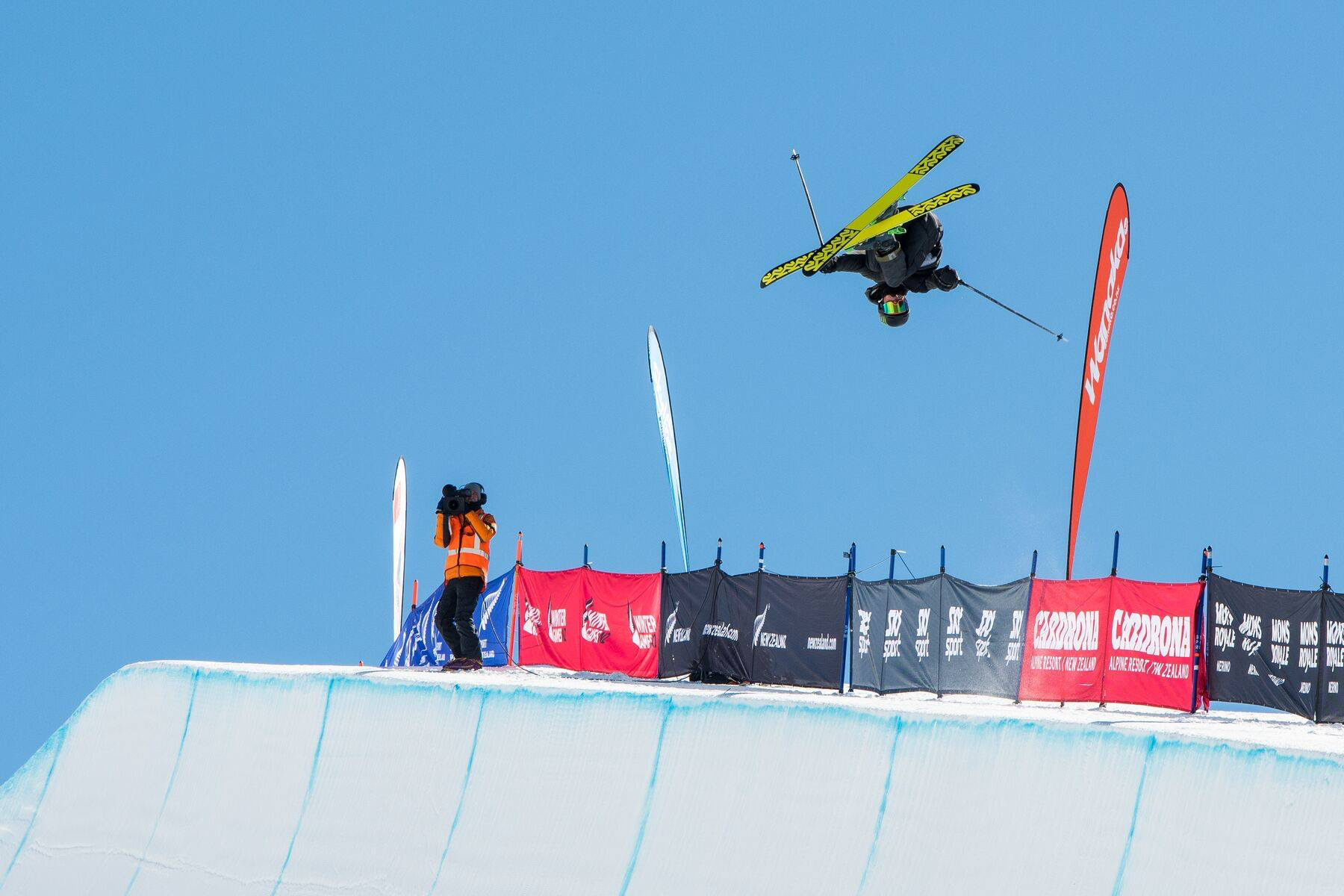 Birk Irving at the Winter Games NZ World Cup halfpipe at Cardrona Alpine Resort. (FIS Freestyle - Chad Buchholz) Birk Irving Cardrona