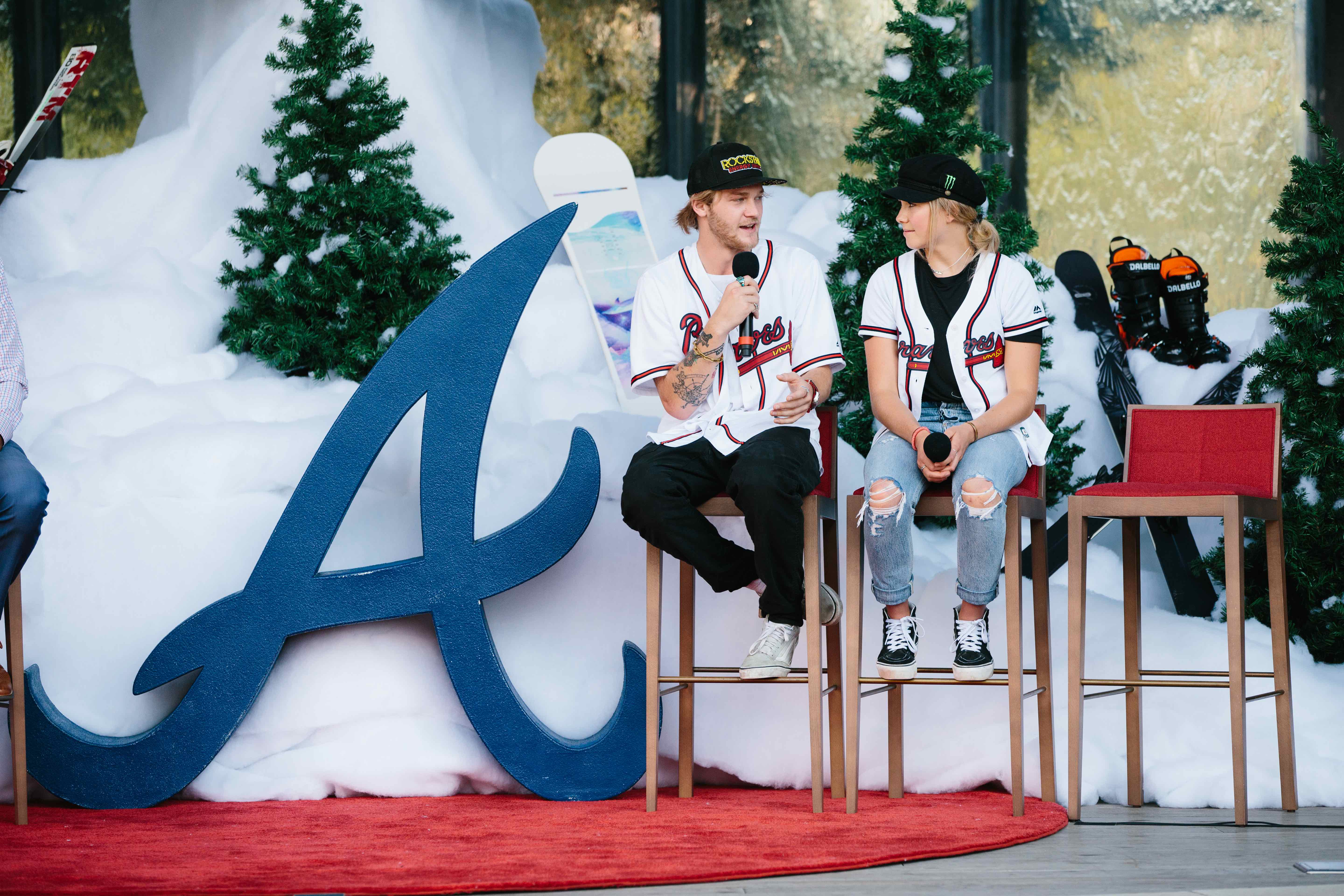 Kyle Mack and Maggie Voisin at the Visa Big Air presented by Land Rover Announcement at SunTrust Park. (U.S. Ski & Snowboard - Sarah Brunson) Maggie and Kyle