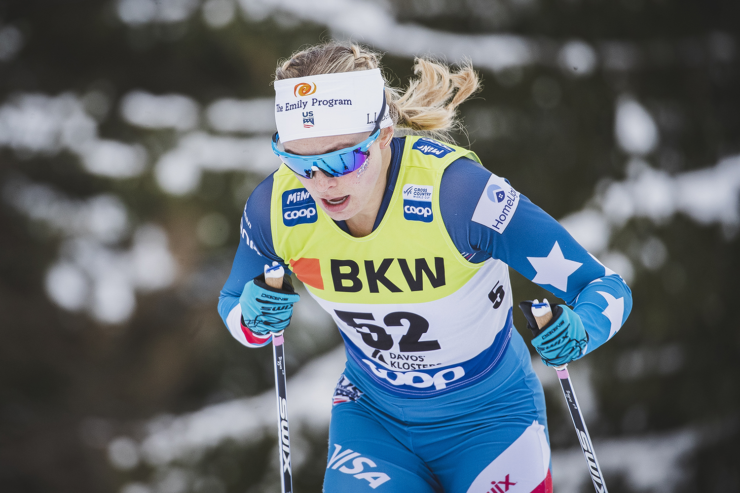 Jessie Diggins finished third in Sunday's 10k individual start freestyle in Davos.